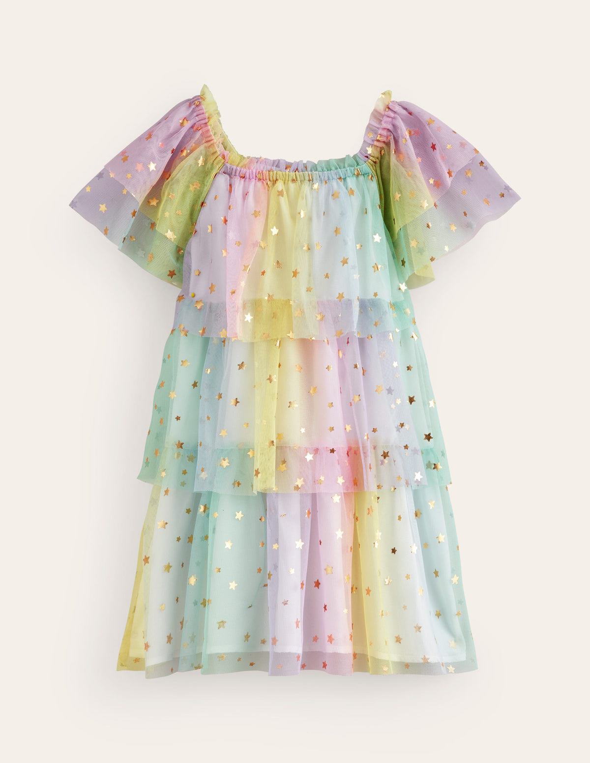 Tiered Tulle Dress-Multi Ombre Gold Foil Star - Image 2