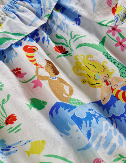 Frill Neck Woven Dress-Ivory Waterbabies-3