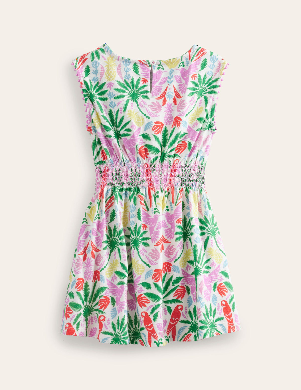 Shirred Waist Jersey Dress-Multi Rainbow Palm - Image 5