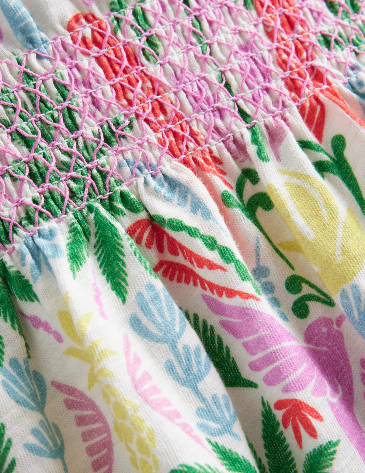 Shirred Waist Jersey Dress-Multi Rainbow Palm - Image 6