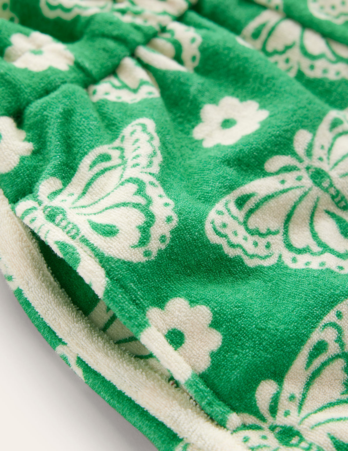 Strappy Towelling Romper-Pea Green Butterfly Stamp-3