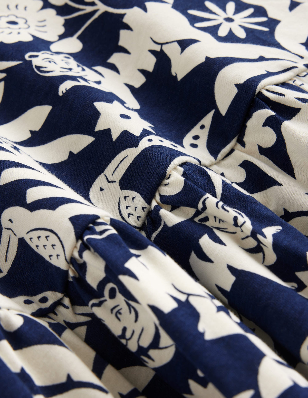 Strappy Drop Waist Dress-College Navy Animal Woodblock - Image 3