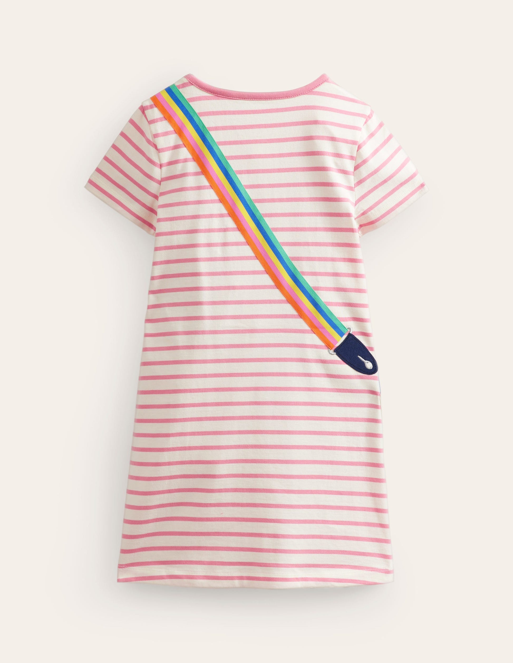 Big Appliqué Jersey Dress-Ivory/ Salmon Pink Guitar-2