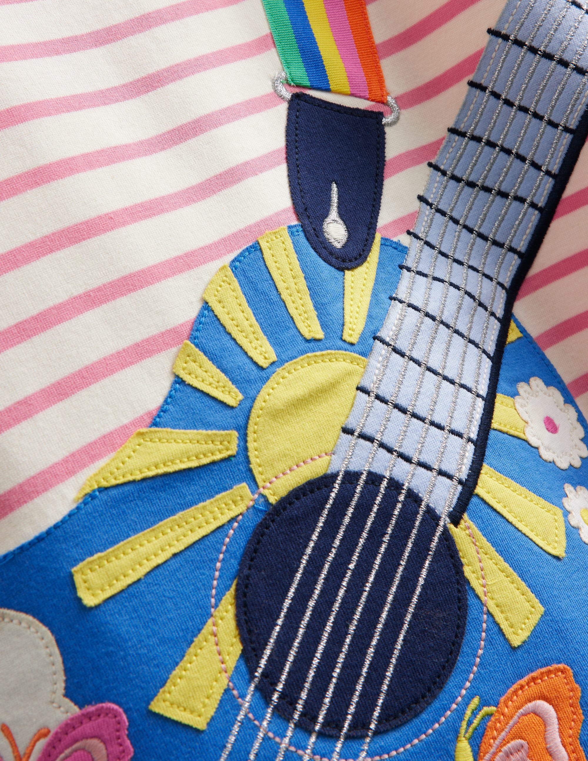 Big Appliqué Jersey Dress-Ivory/ Salmon Pink Guitar - Image 3