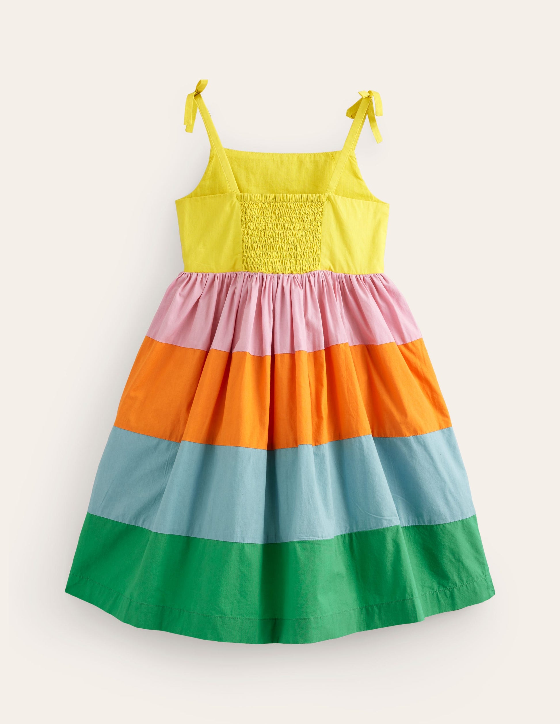 Appliqué Cotton Dress-Multi Colourblock Palms-2