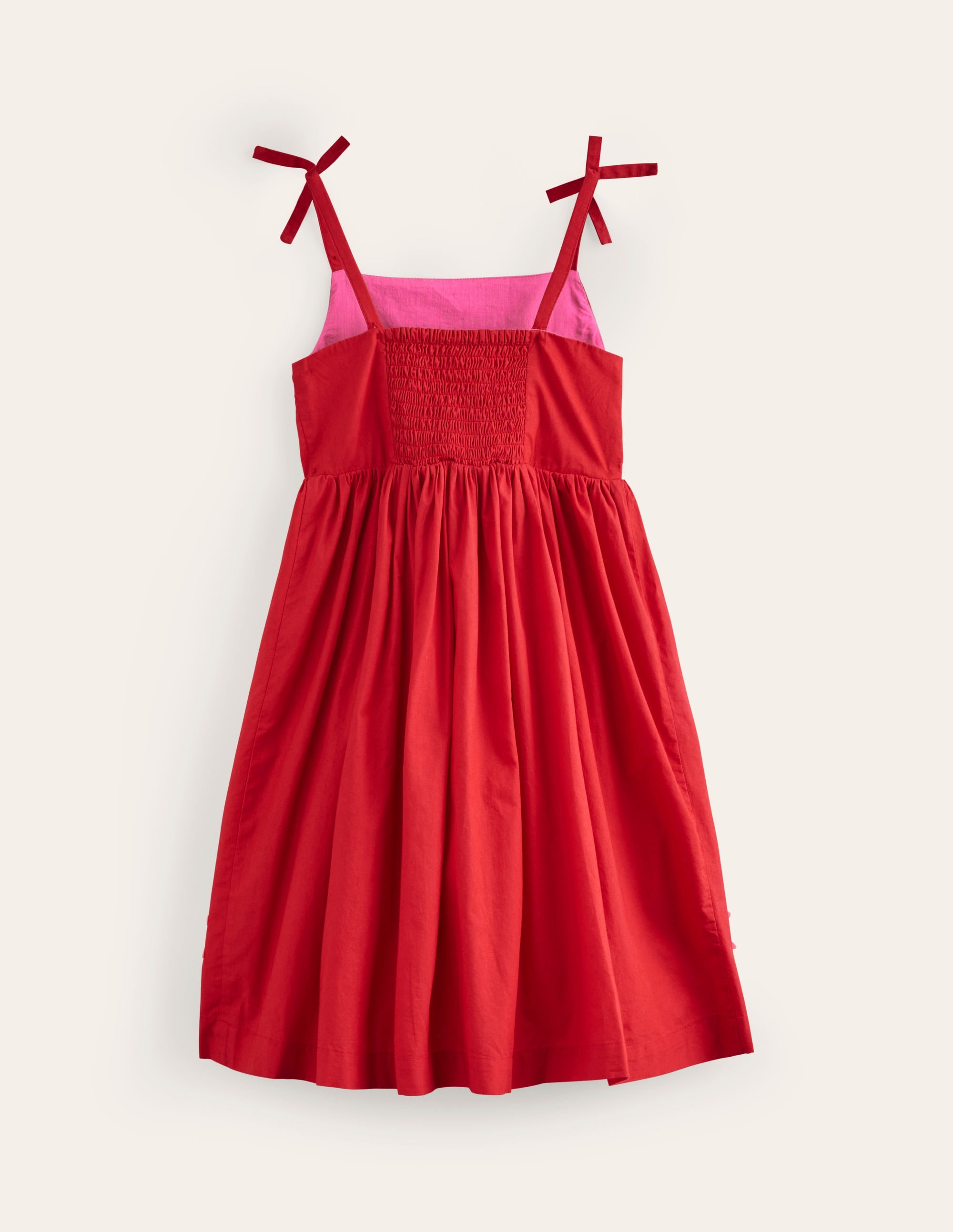 Appliqué Cotton Dress-Poppy Red Palms - Image 2