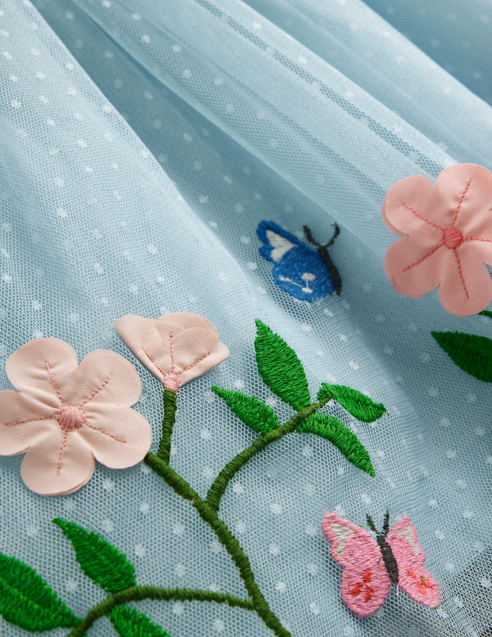 Tulle Cross-Back Dress-Vintage Blue Flowers-3