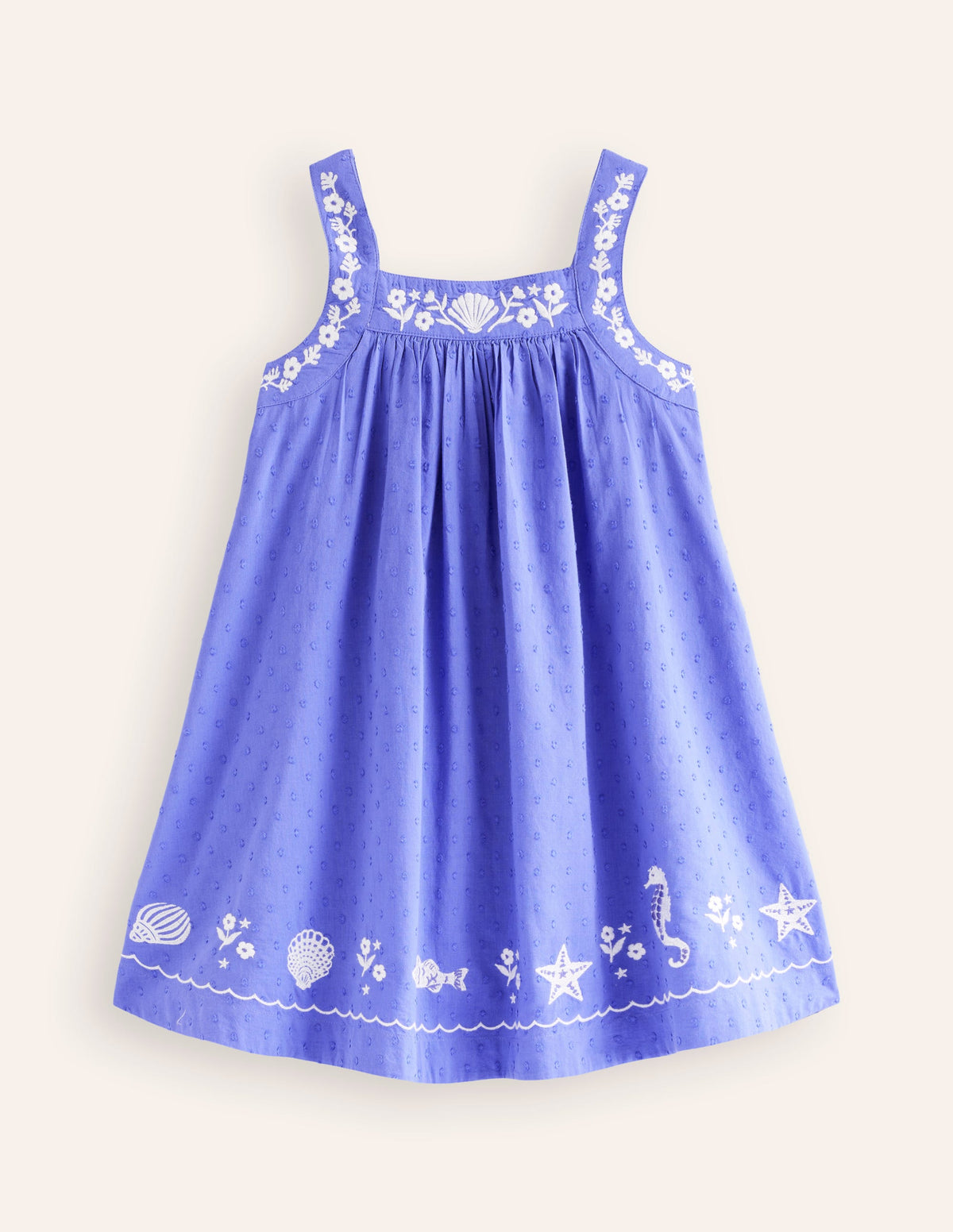 Embroidered Twirly Dress-Wisteria Blue Reef-1