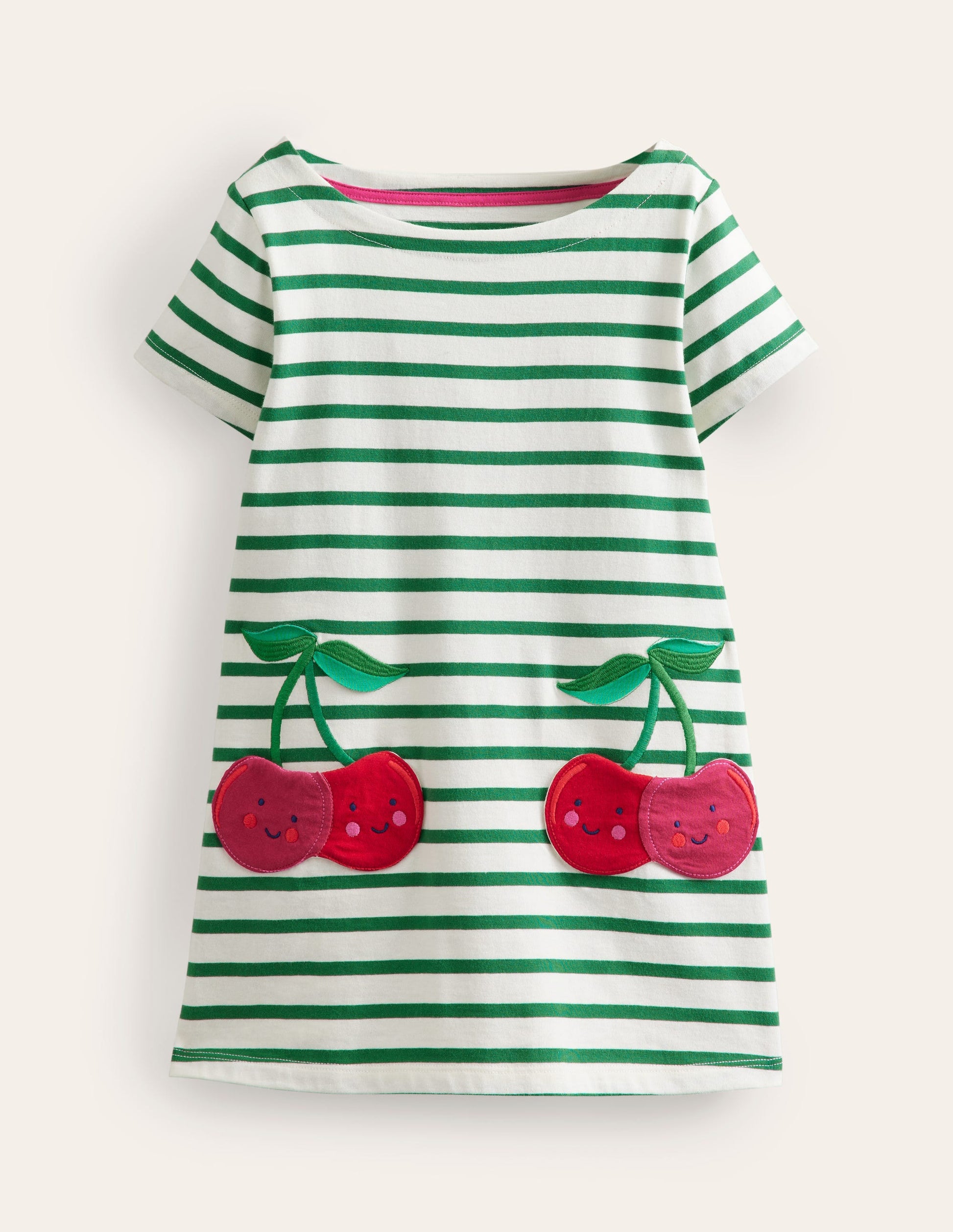 Fun Pocket Appliqué Tunic-Ivory/ Pea Green Cherries-1