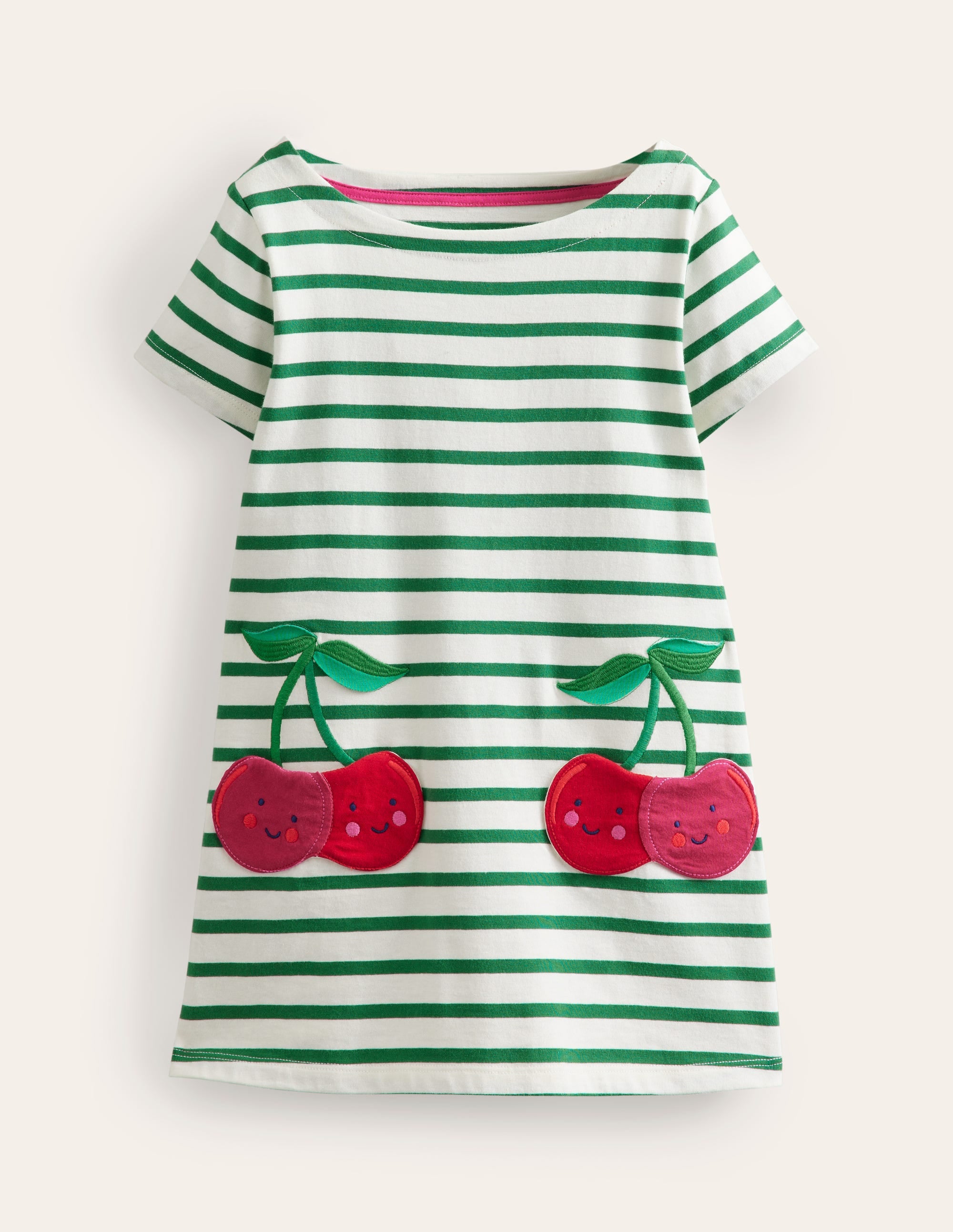 Fun Pocket Appliqué Tunic-Ivory/ Pea Green Cherries - Image 1