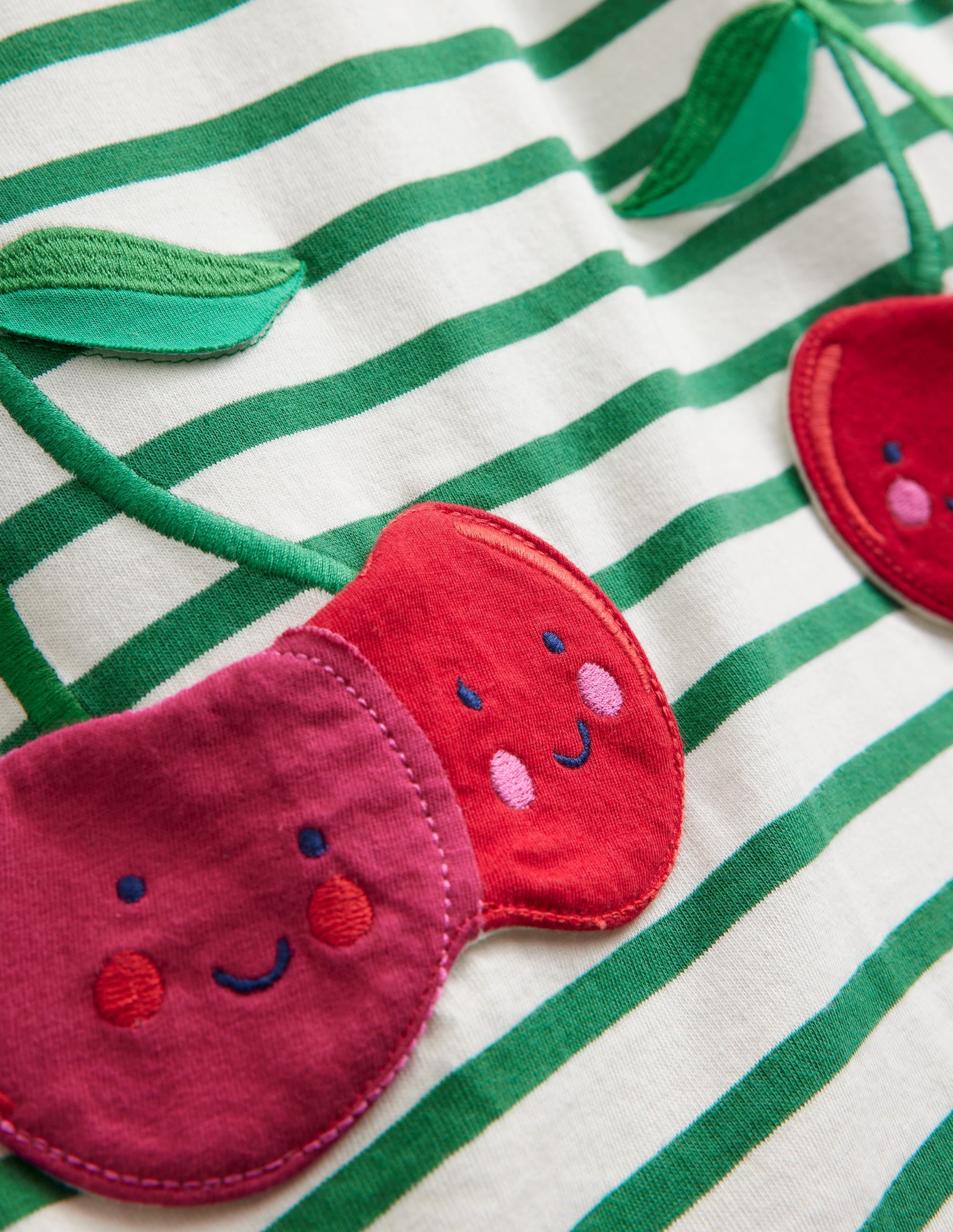 Fun Pocket Appliqué Tunic-Ivory/ Pea Green Cherries - Image 3