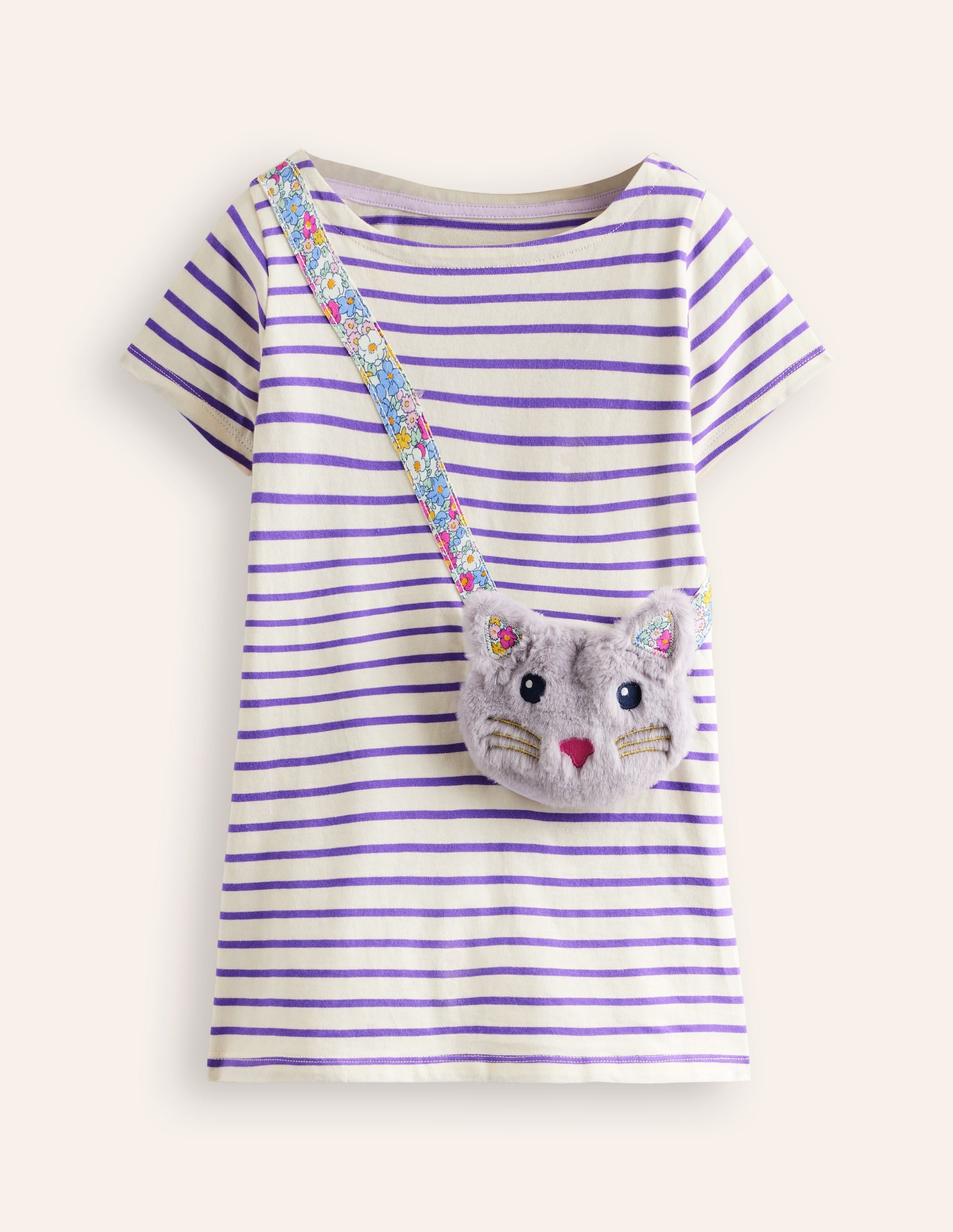 Fun Pocket Appliqué Tunic-Vanilla White/ Parma Violet - Image 1