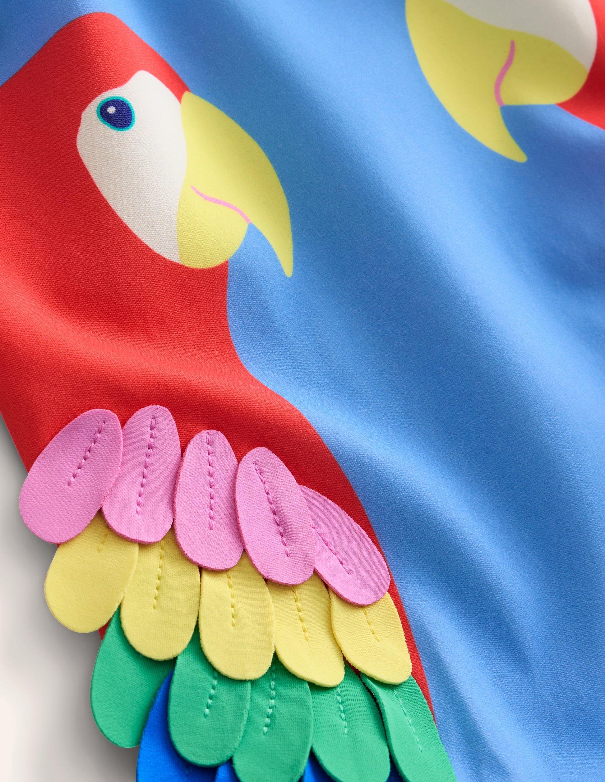 Fun Appliqué Swimsuit-Vintage Blue Parrots-3