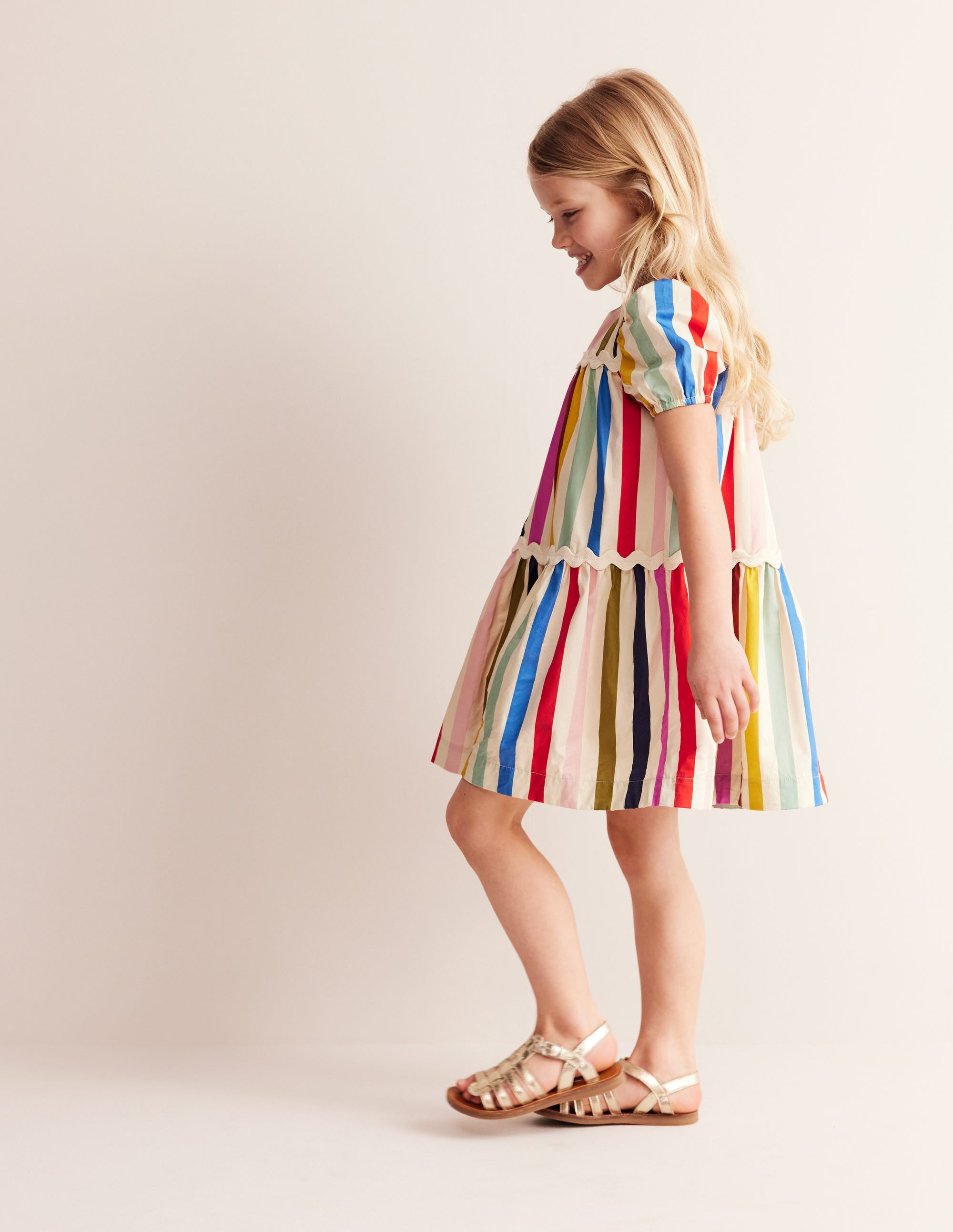 Tiered Stripe Dress-Rainbow Multi Stripe - Image 1