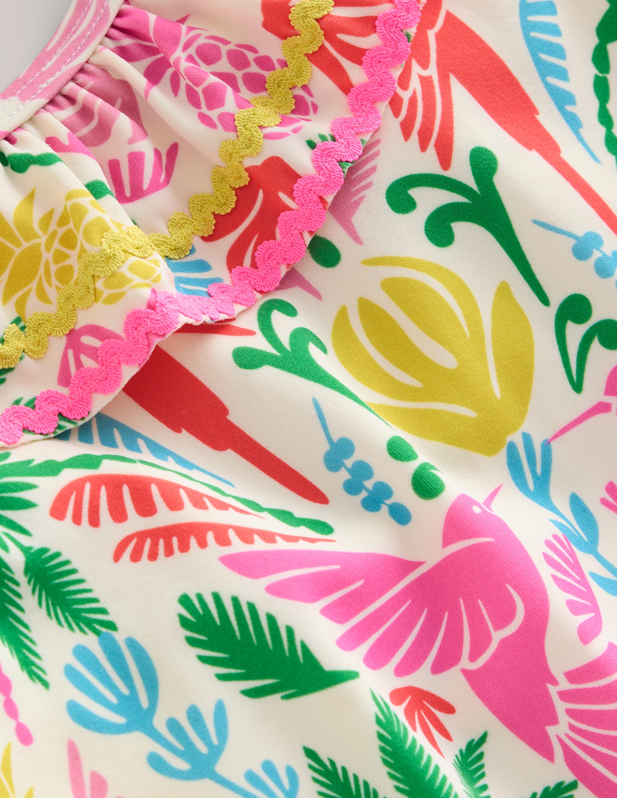 Frill Neck Swimsuit-Multi Rainbow Palm - Image 3