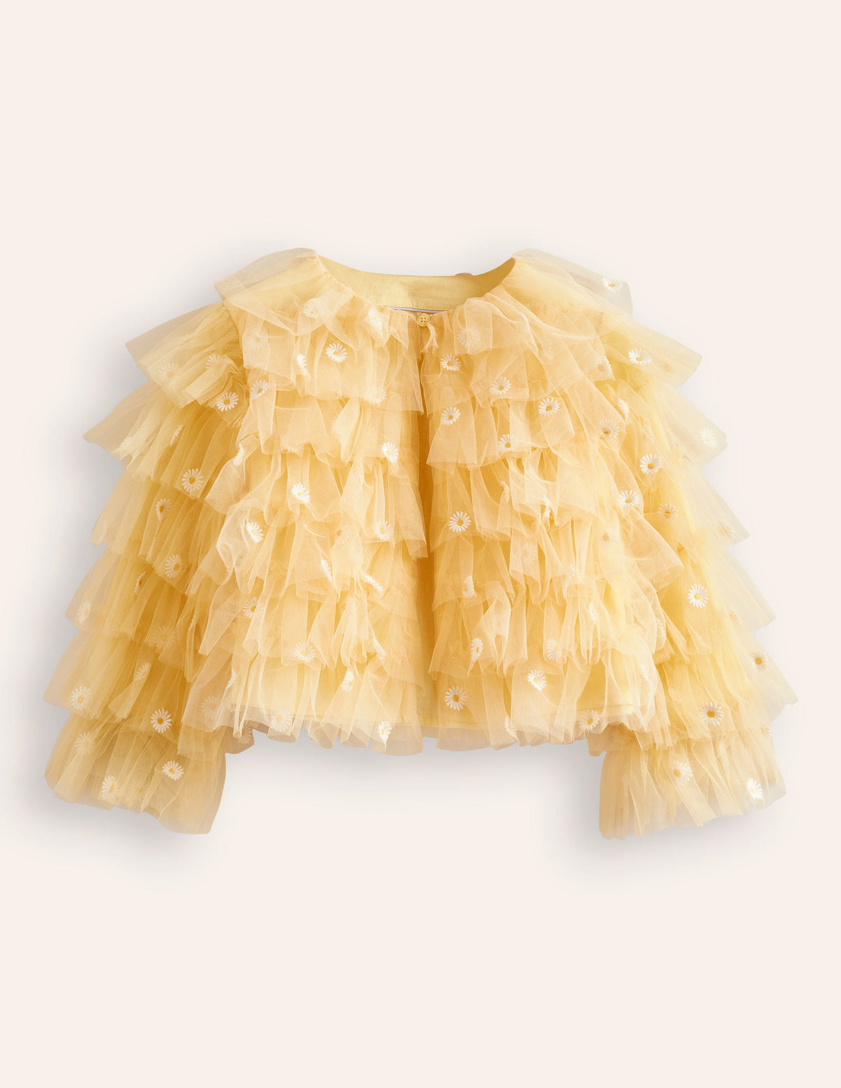 Tiered Tulle Jacket-Spring Yellow Daisies-1