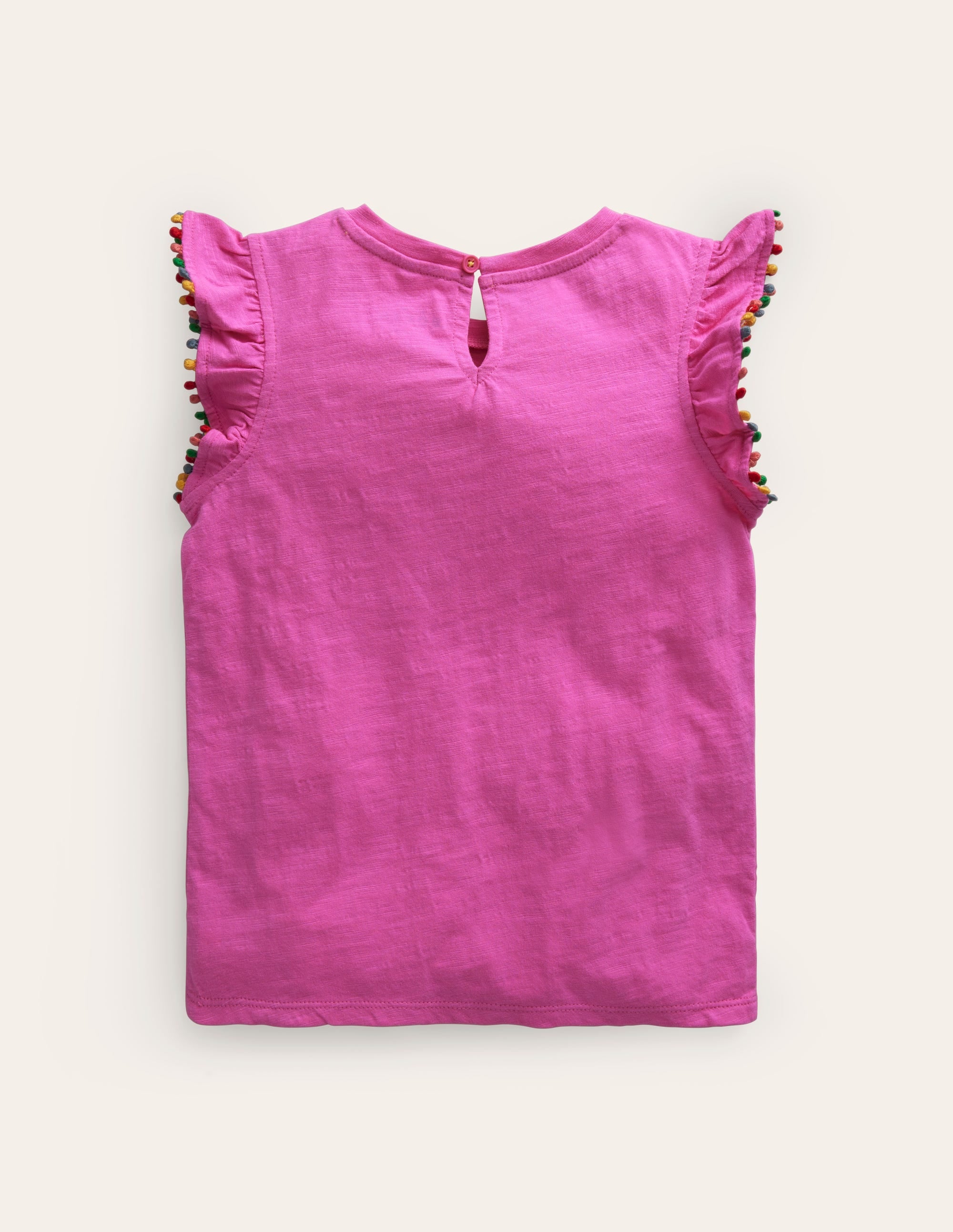 Pom Trim T-Shirt-Strawberry Pink - Image 2