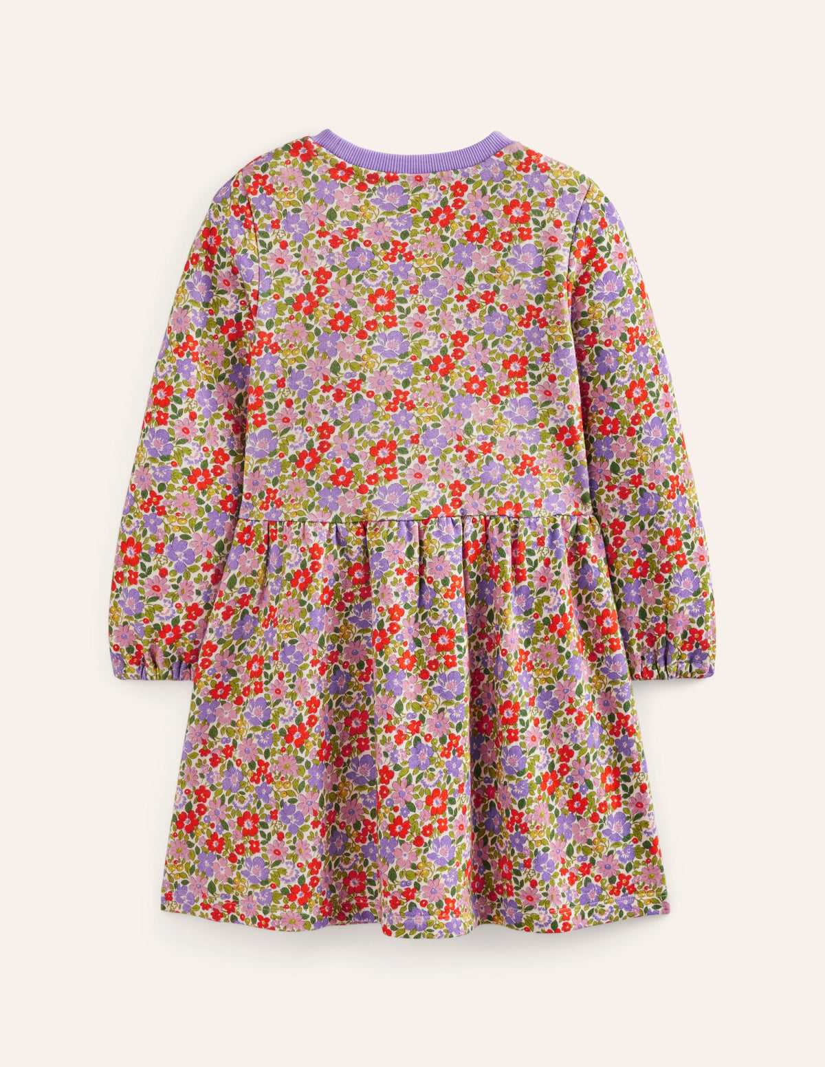 Loopback Sweatshirt Dress-Aster Purple Flowerbed - Image 2