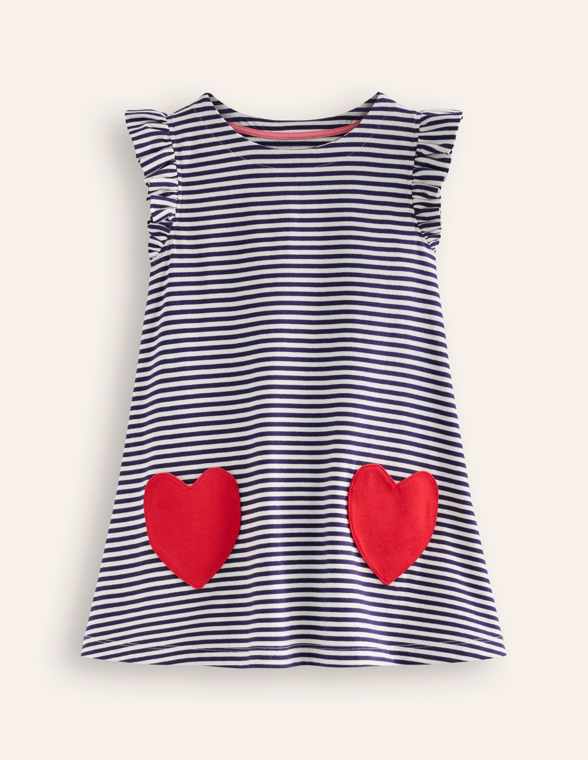 Heart Pocket Frill Tunic-College Navy/ Ivory Hearts-1