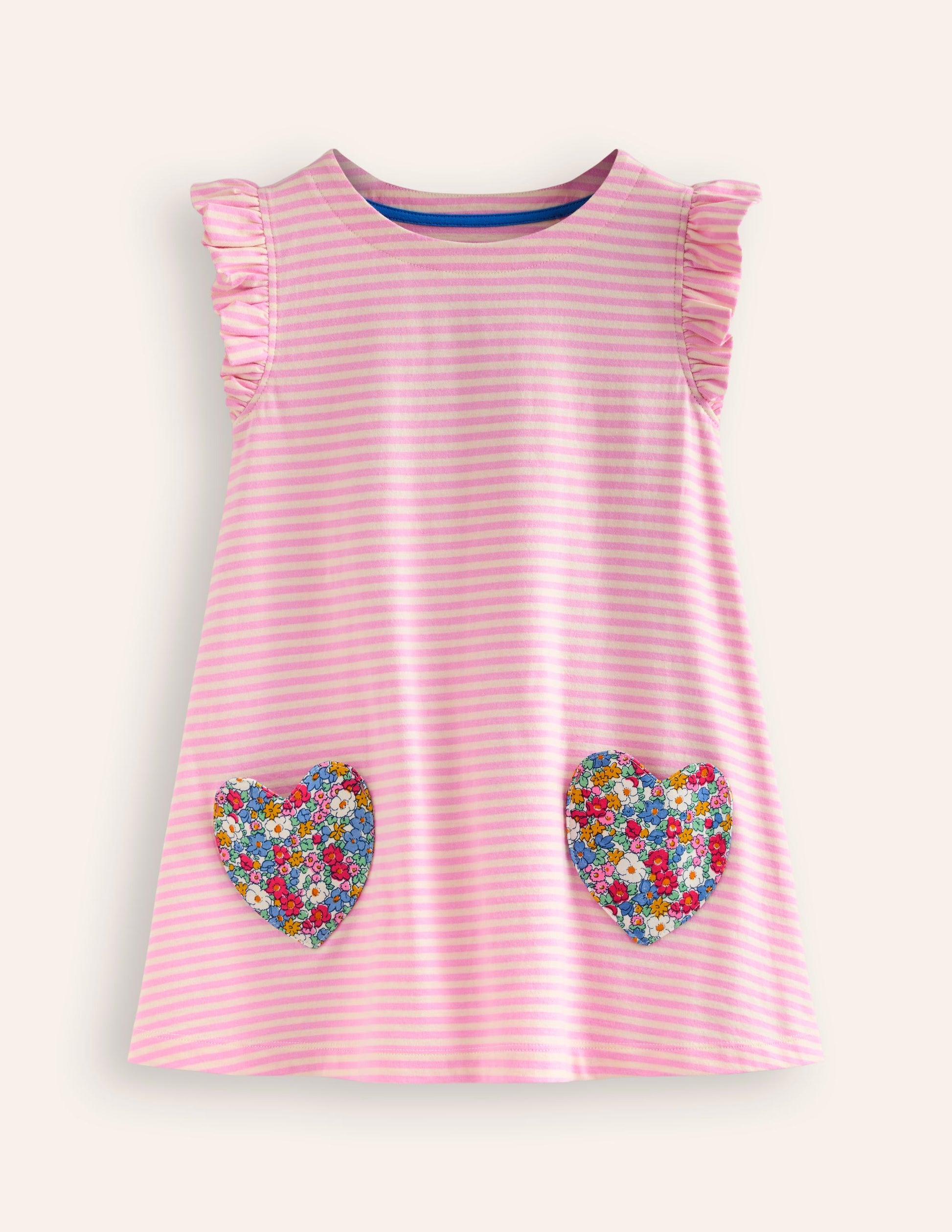 Heart Pocket Frill Tunic-Bubblegum Pink/Ivory Hearts-1
