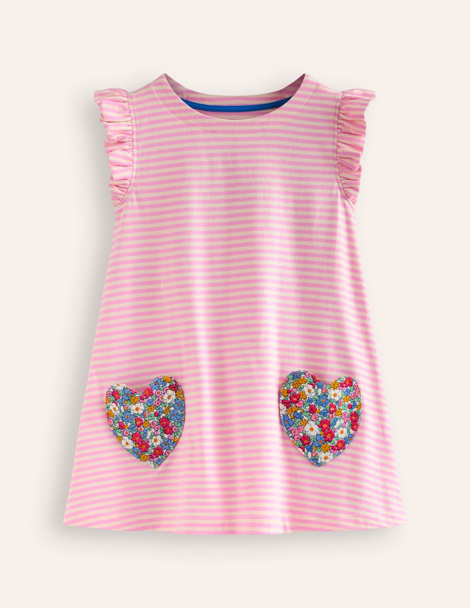 Heart Pocket Frill Tunic-Bubblegum Pink/Ivory Hearts - Image 1