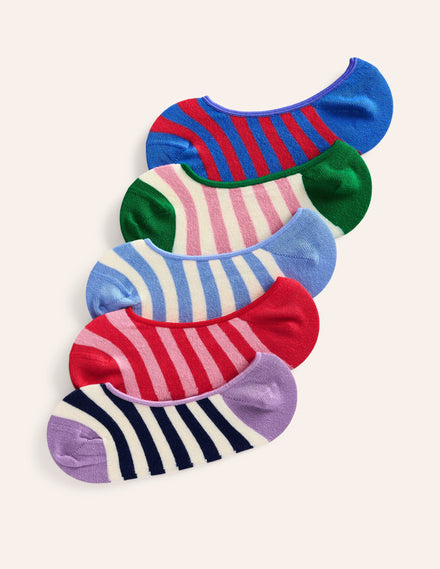 5 Pack Secret Socks-Multi Colourblock Stripe