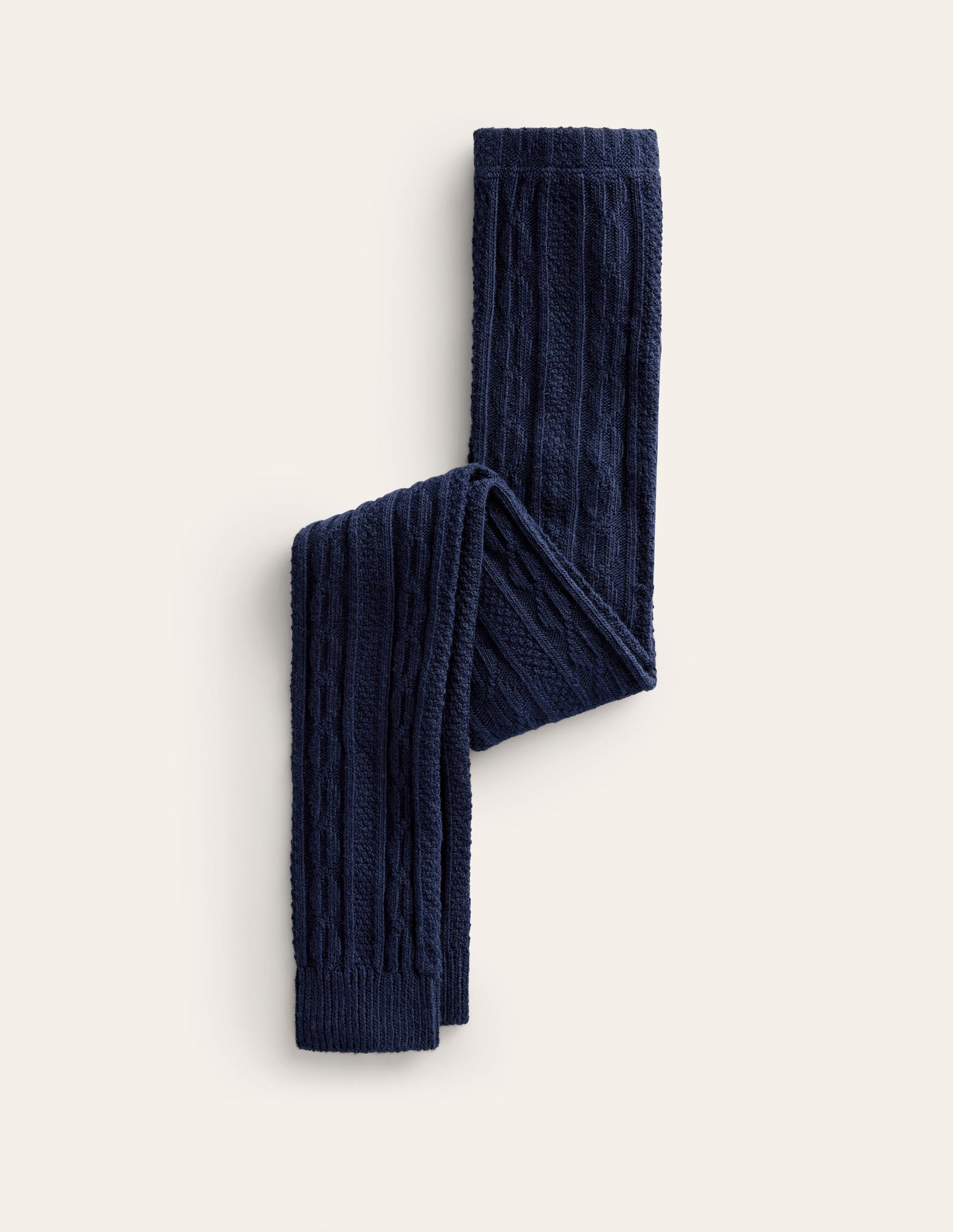 Cable Footless Tights-College Navy Boden USA - Main Image