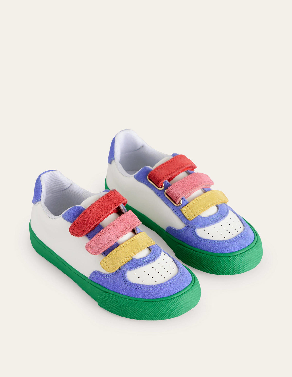 Leather Low Tops-Ivory Colourblock - Image 2