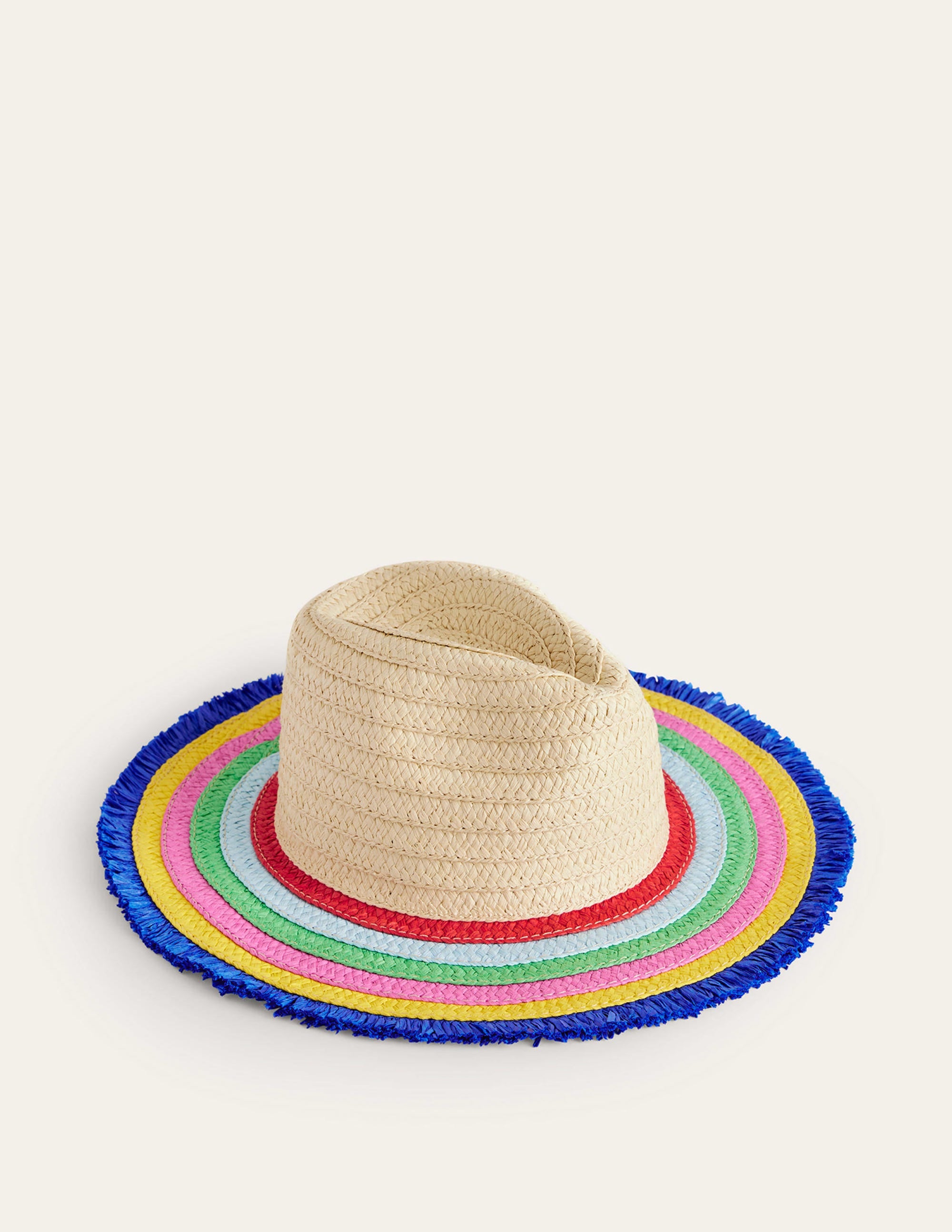 Straw Hat-Multi Stripe Brim - Image 1