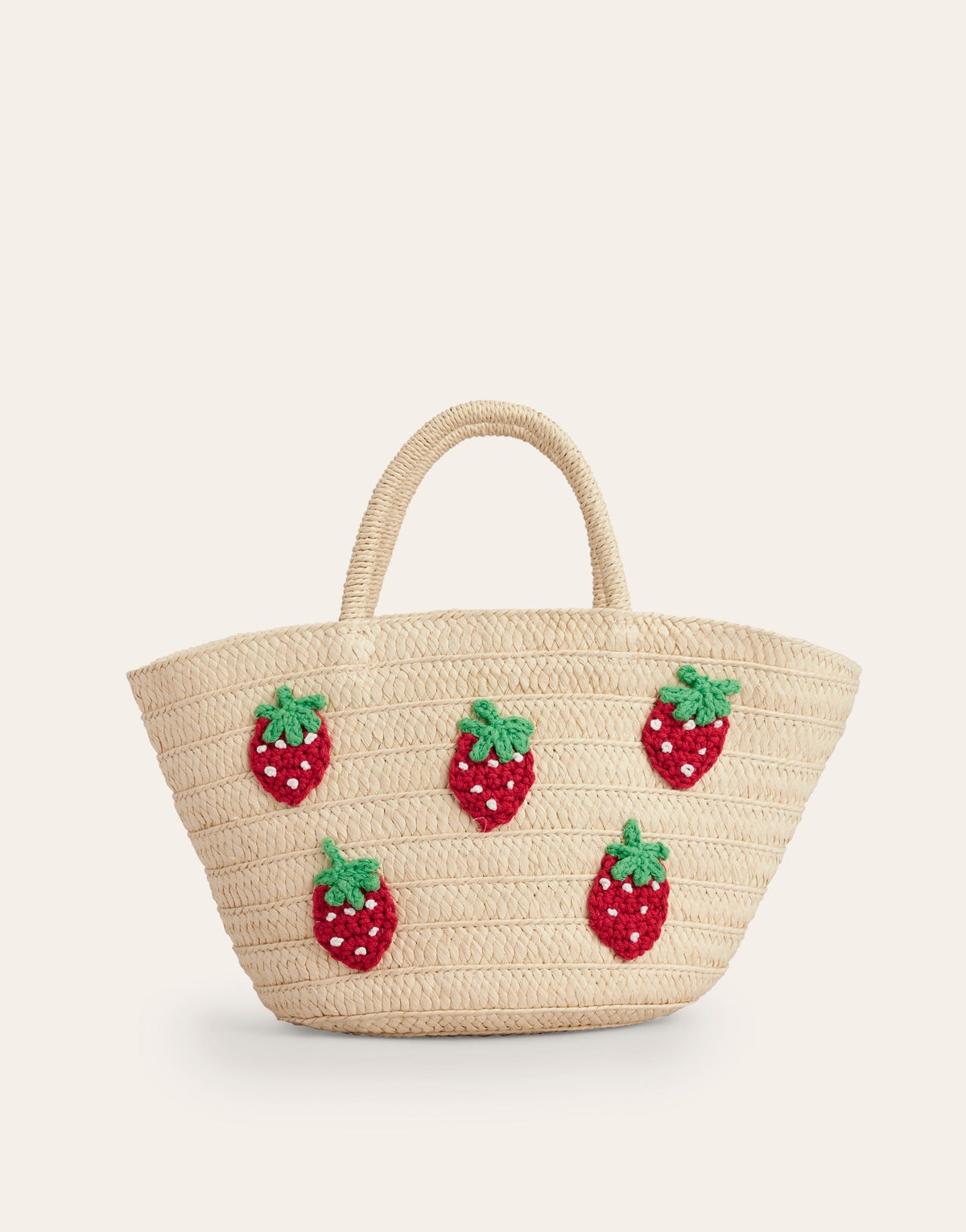 Basket Bag-Embroidered Strawberries - Image 1