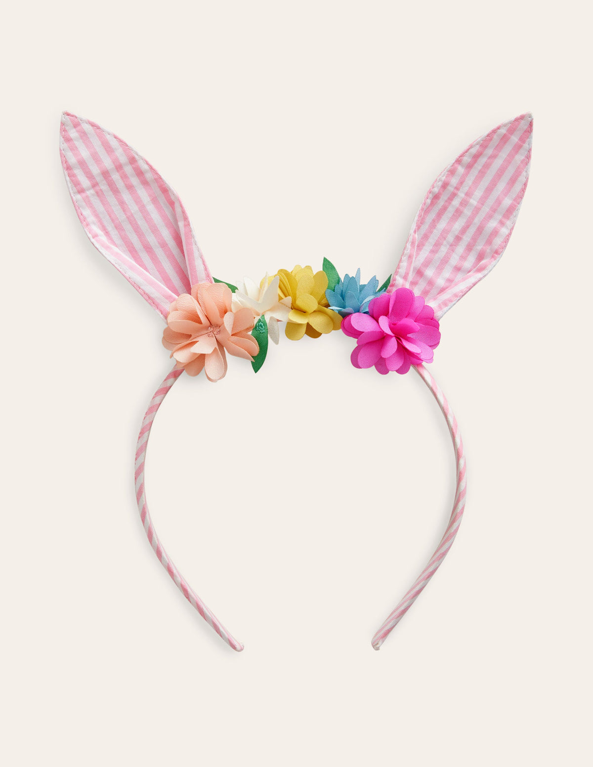 Bunny Ears Headband-Pink Ticking Stripe - Image 1
