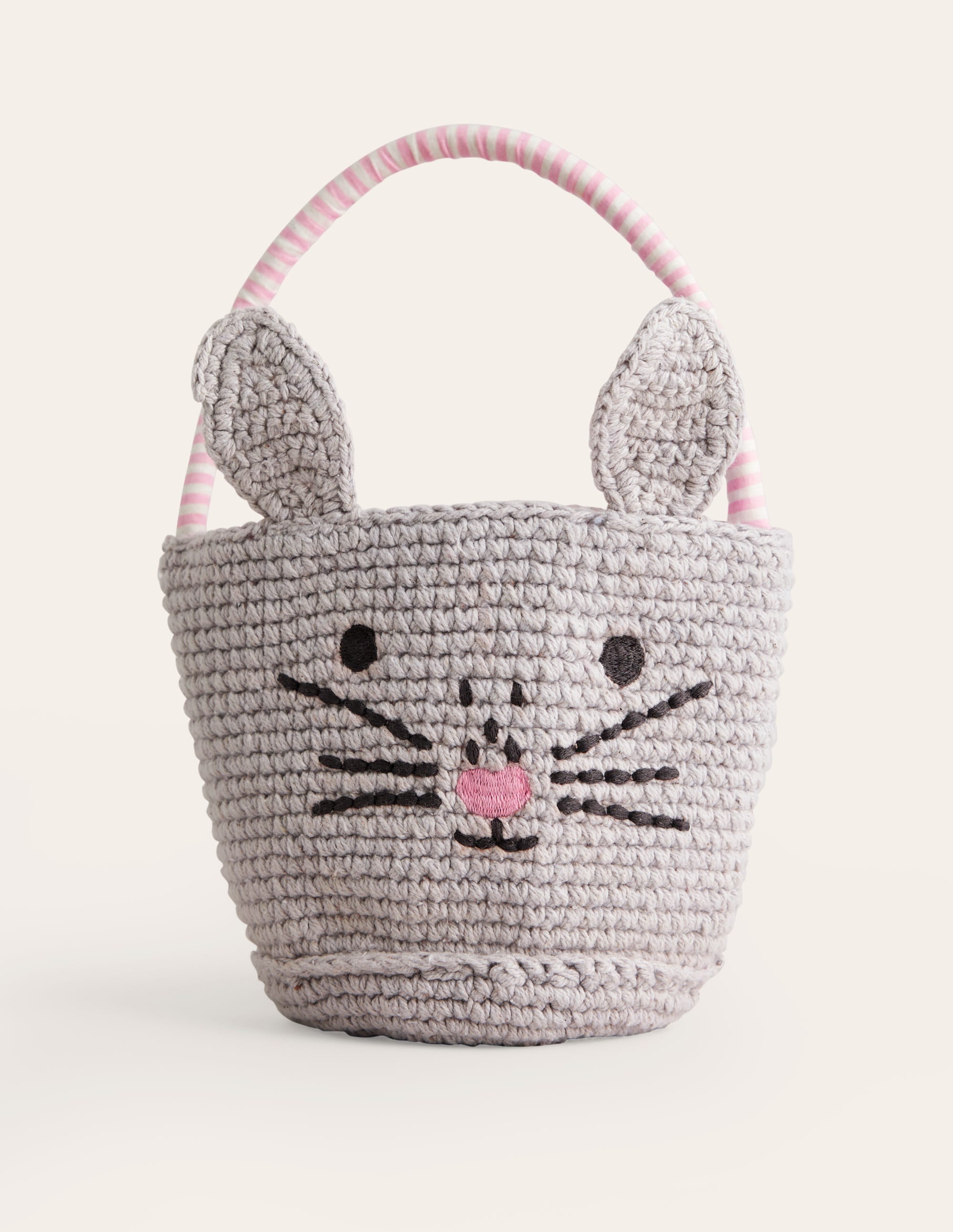 Crochet Bunny Basket-Grey Bunny - Image 1