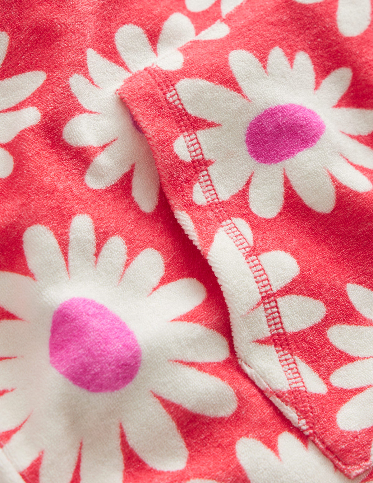 Towelling Throw-On-Cayenne Red Daisy-3