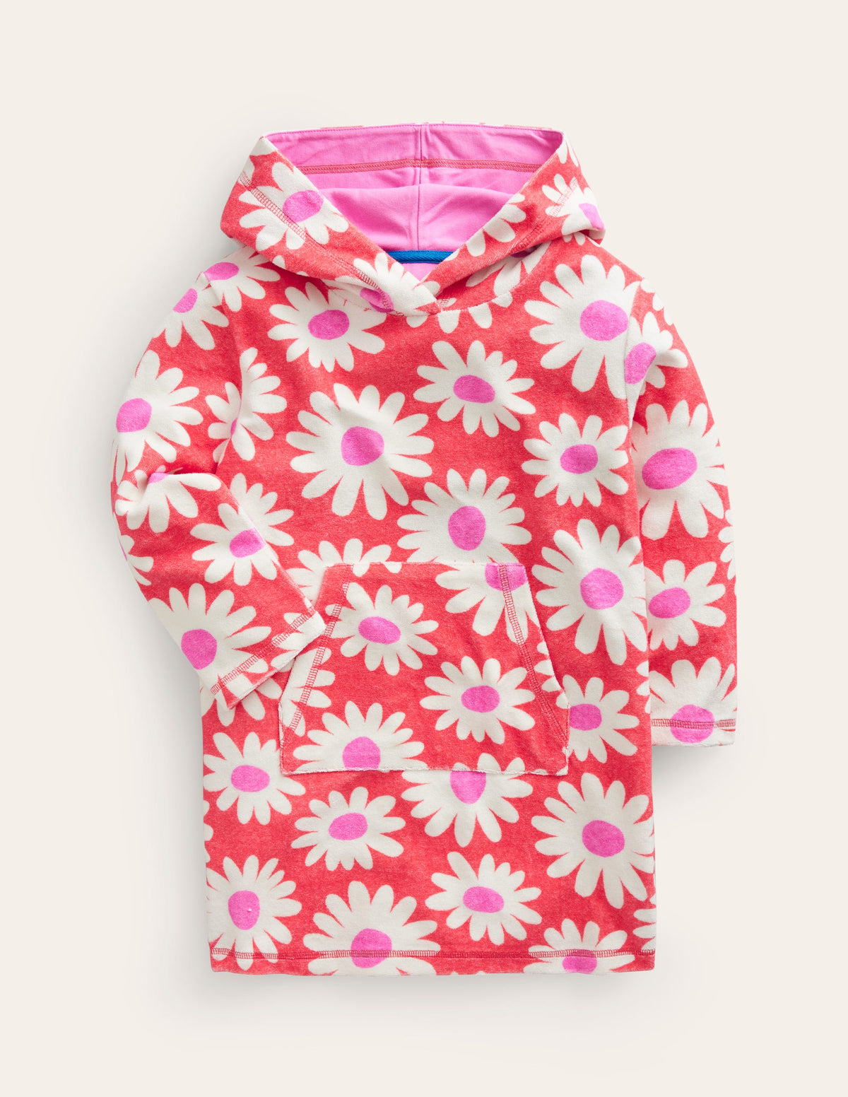 Towelling Throw-On-Cayenne Red Daisy - Image 1