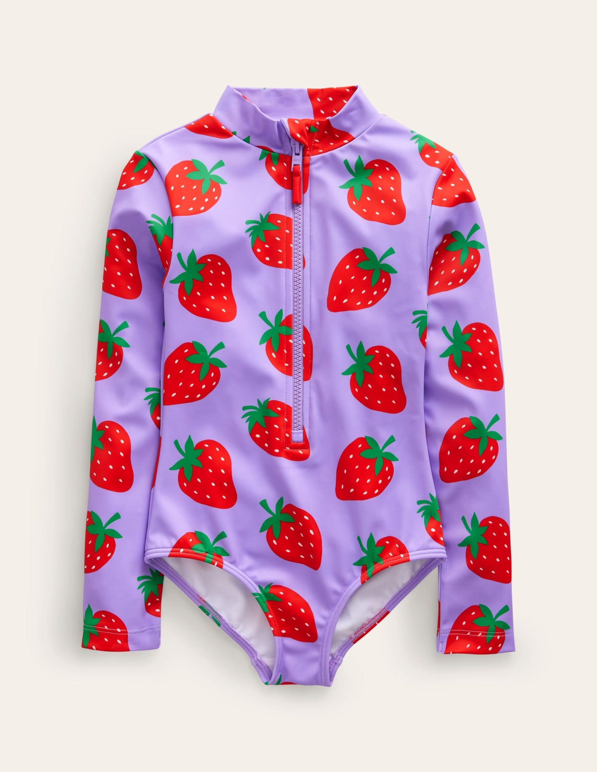 Long-sleeved Swimsuit-Violet Tulip Strawberries - Image 1