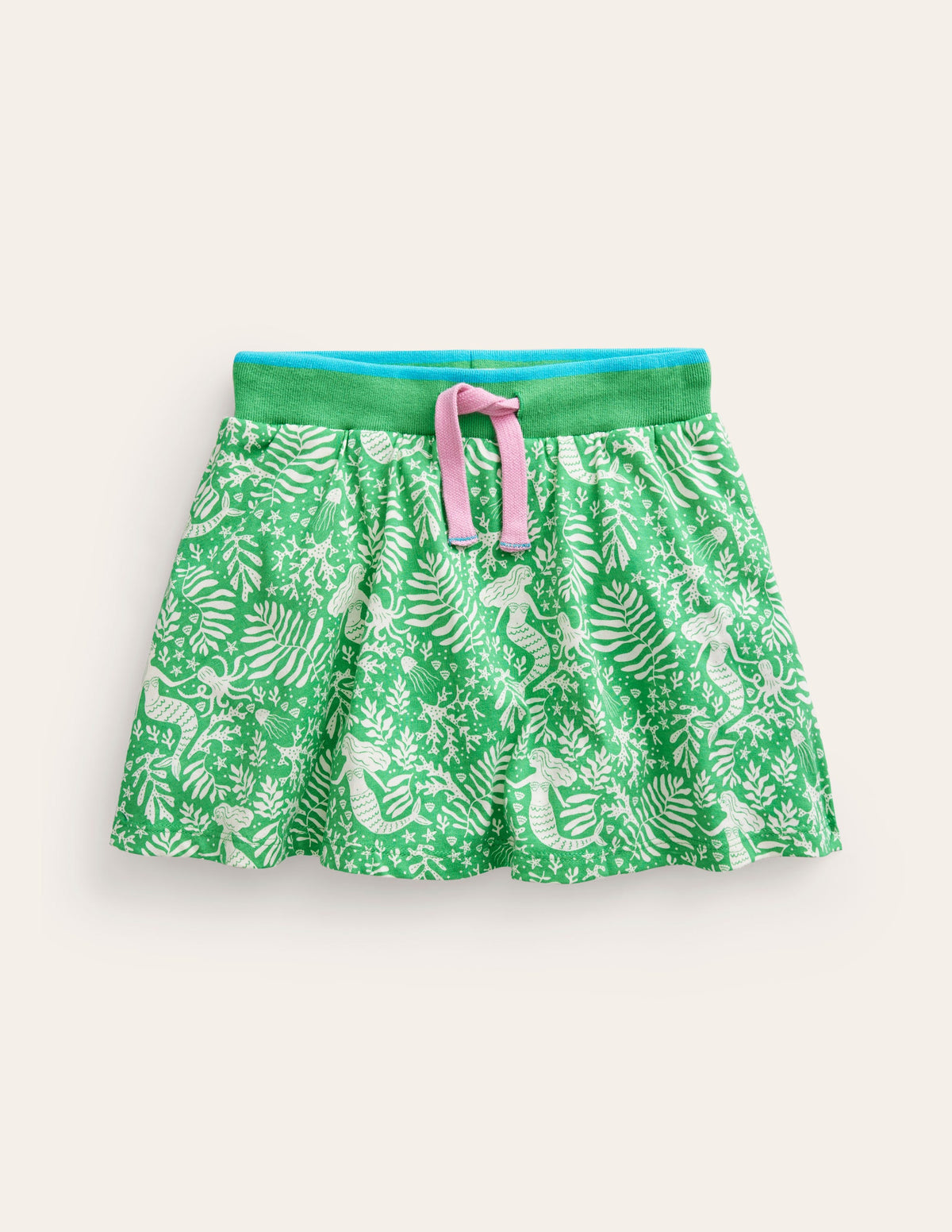 Printed Jersey Skort-Pea Green Mermaids - Image 1