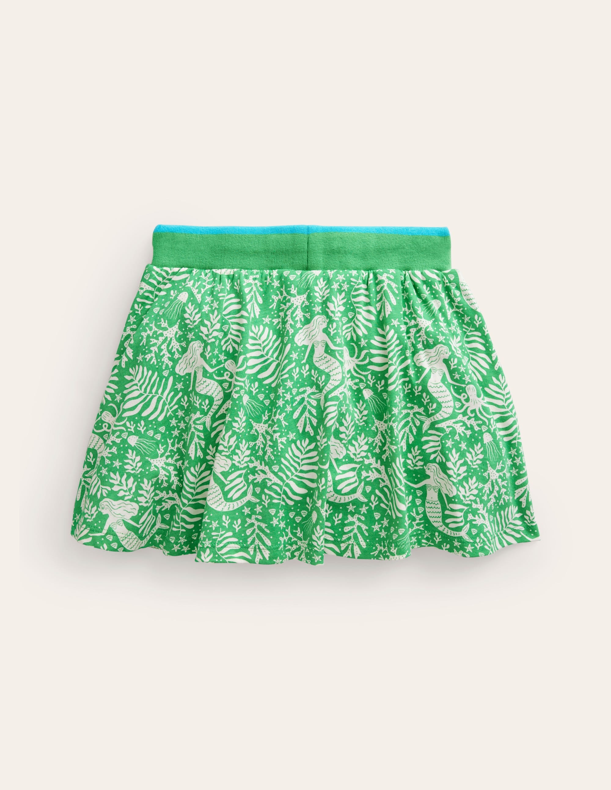 Printed Jersey Skort-Pea Green Mermaids - Image 2
