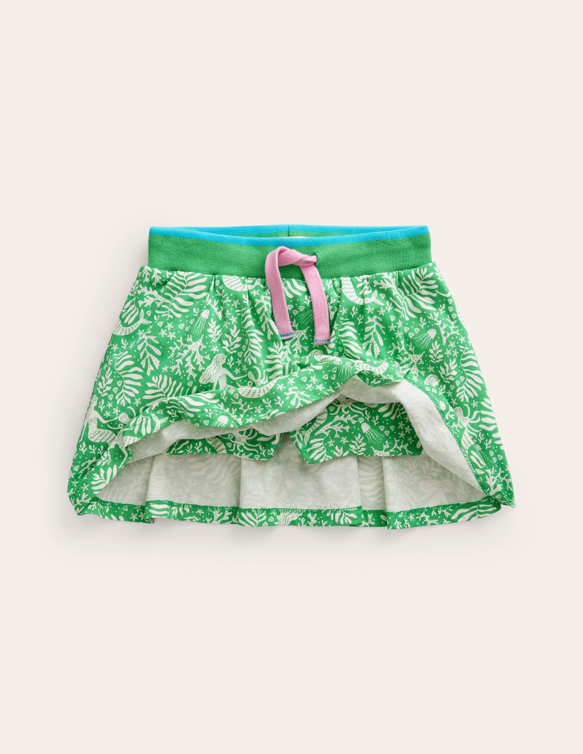 Printed Jersey Skort-Pea Green Mermaids - Image 4