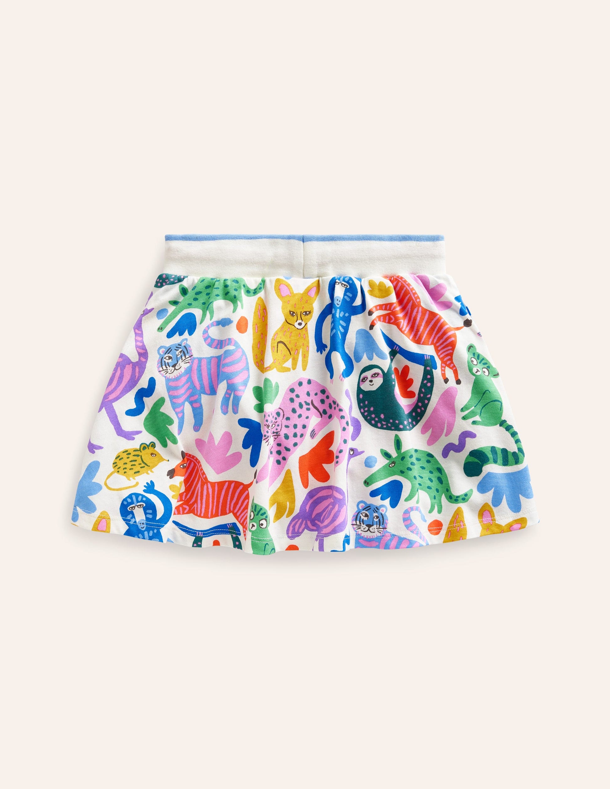 Printed Jersey Skort-Multi Safari Friends-2
