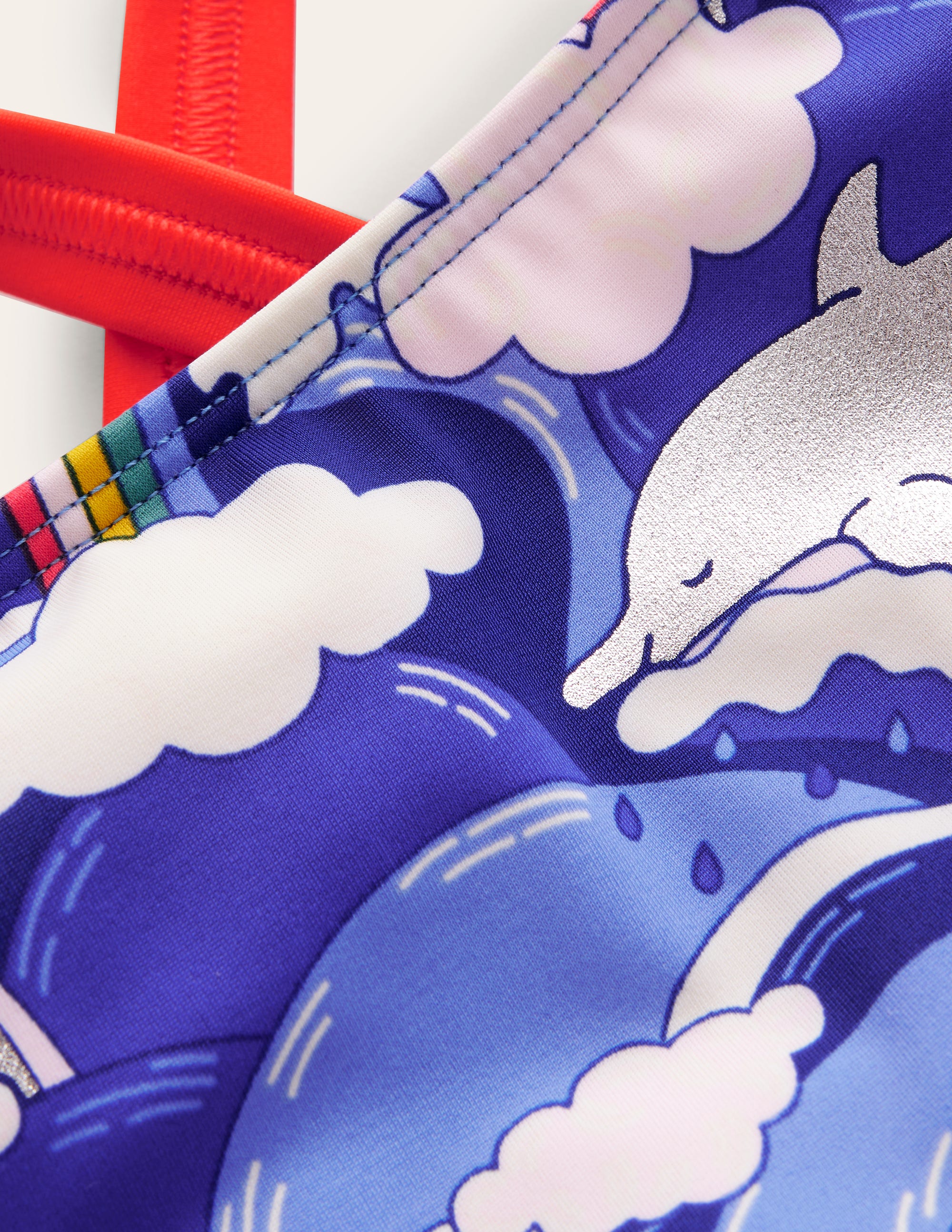 Cross-back Printed Swimsuit-Ultramarine Foil Dolphin - Image 3