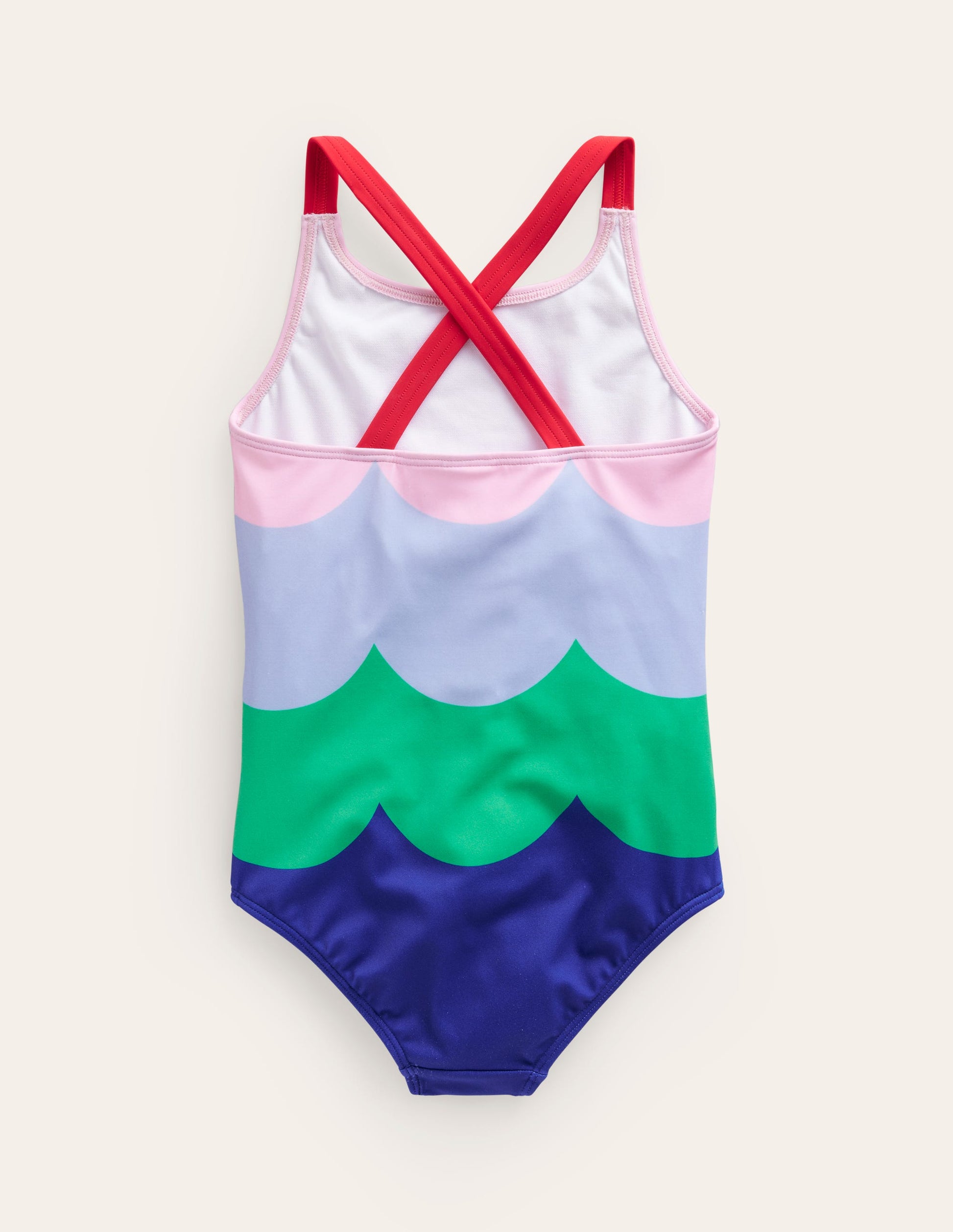 Cross-back Printed Swimsuit-Multi Wave Stripe-2