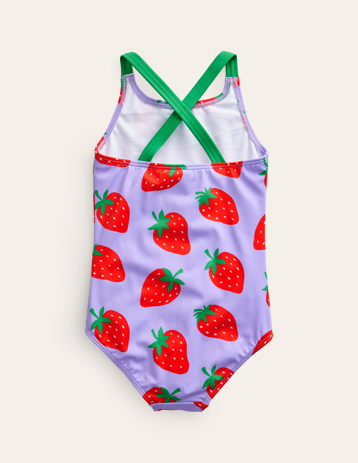 Cross-back Printed Swimsuit-Violet Tulip Strawberries - Image 2