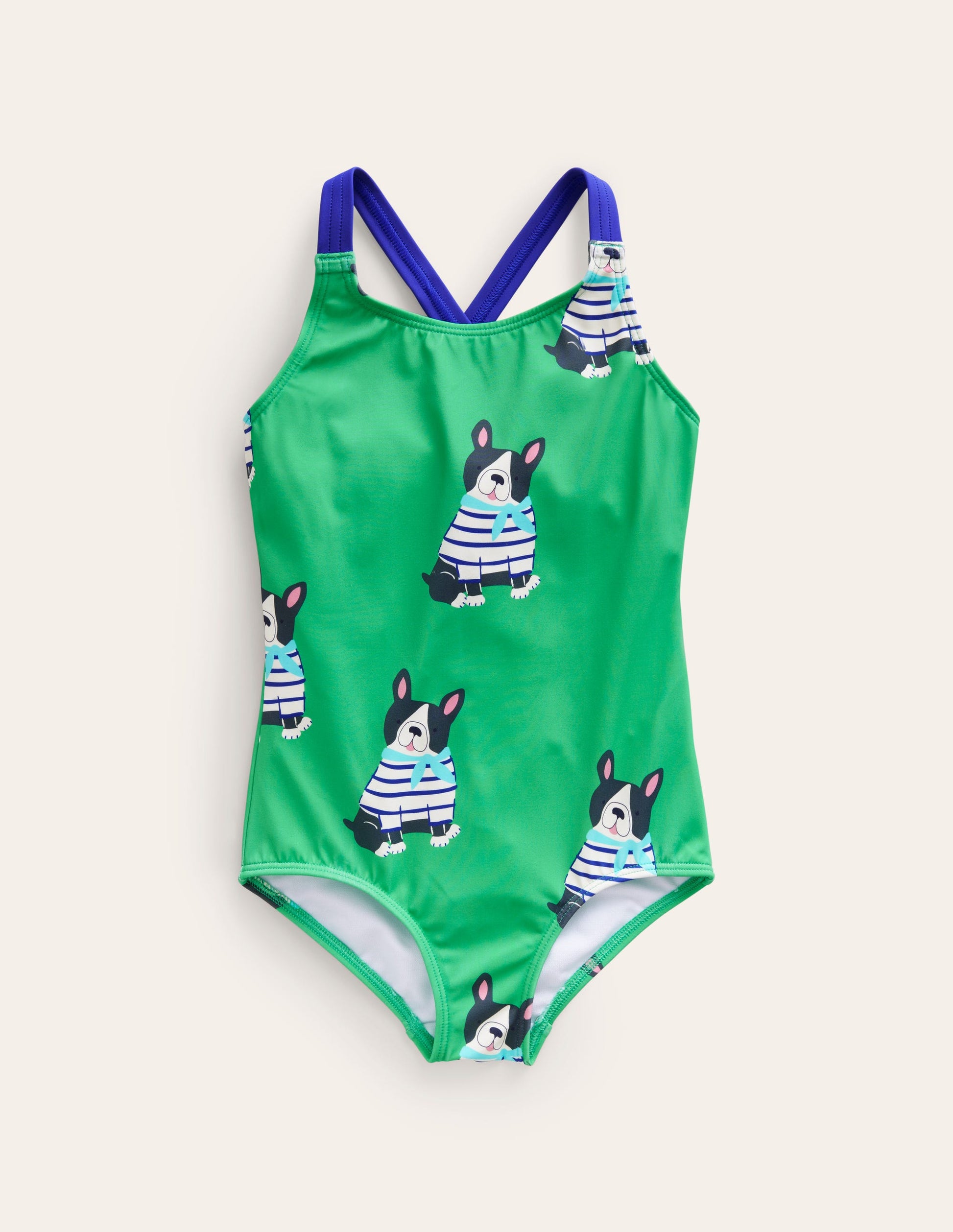 Cross-back Printed Swimsuit-Ming Green Dogs-1