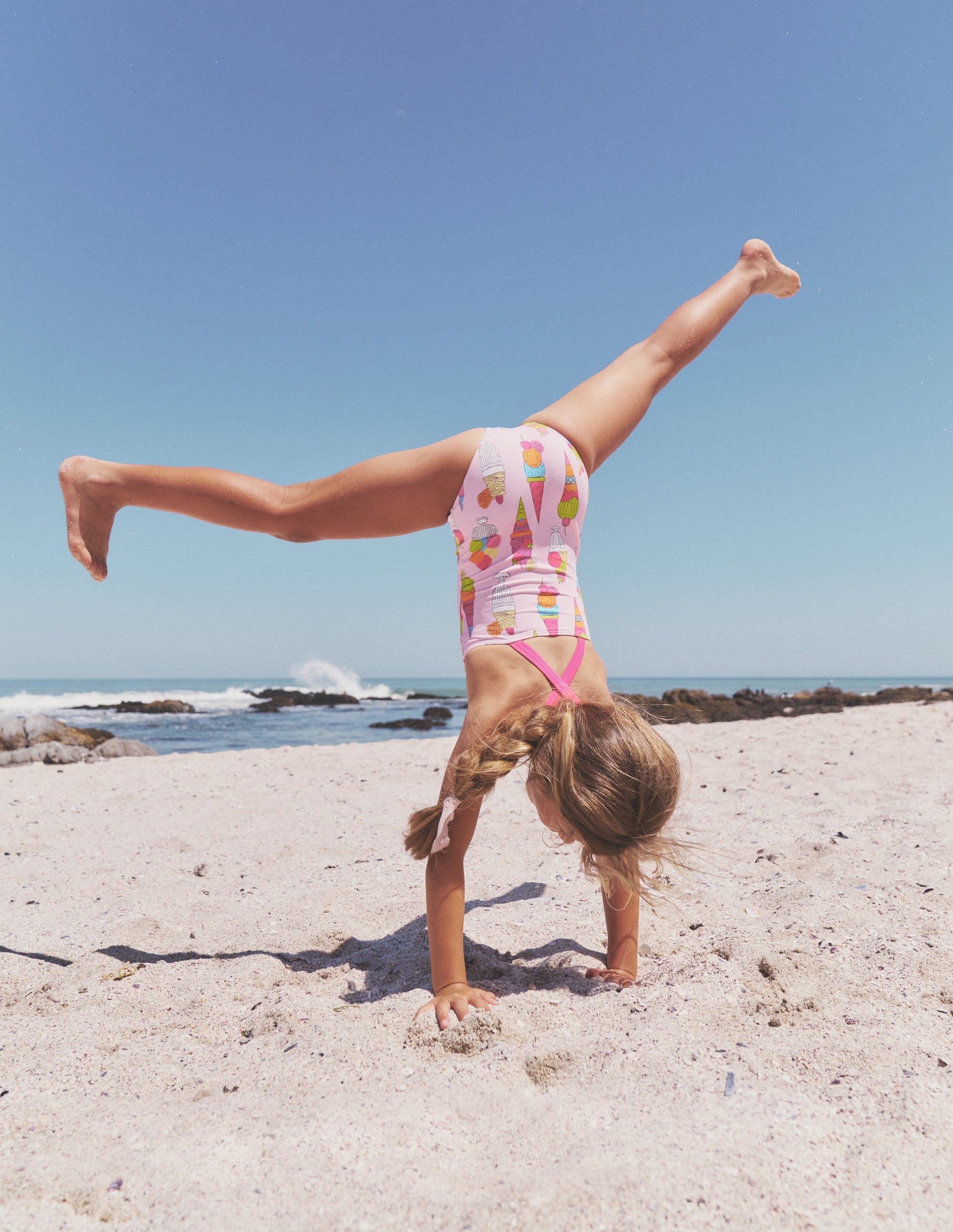 Cross-back Printed Swimsuit-Pink Ice Creams - Image 5