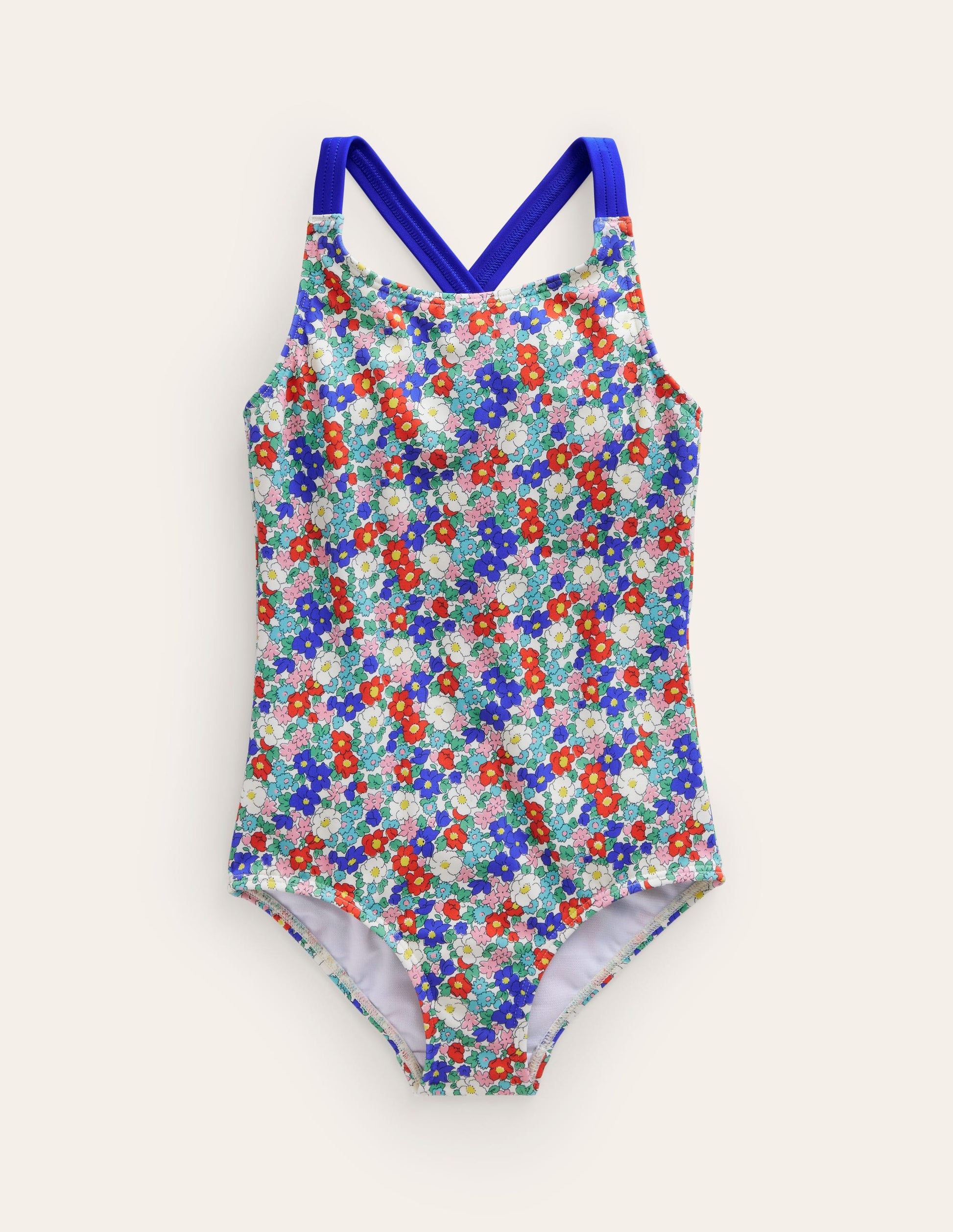 Cross-back Printed Swimsuit-Nautical Floral-1