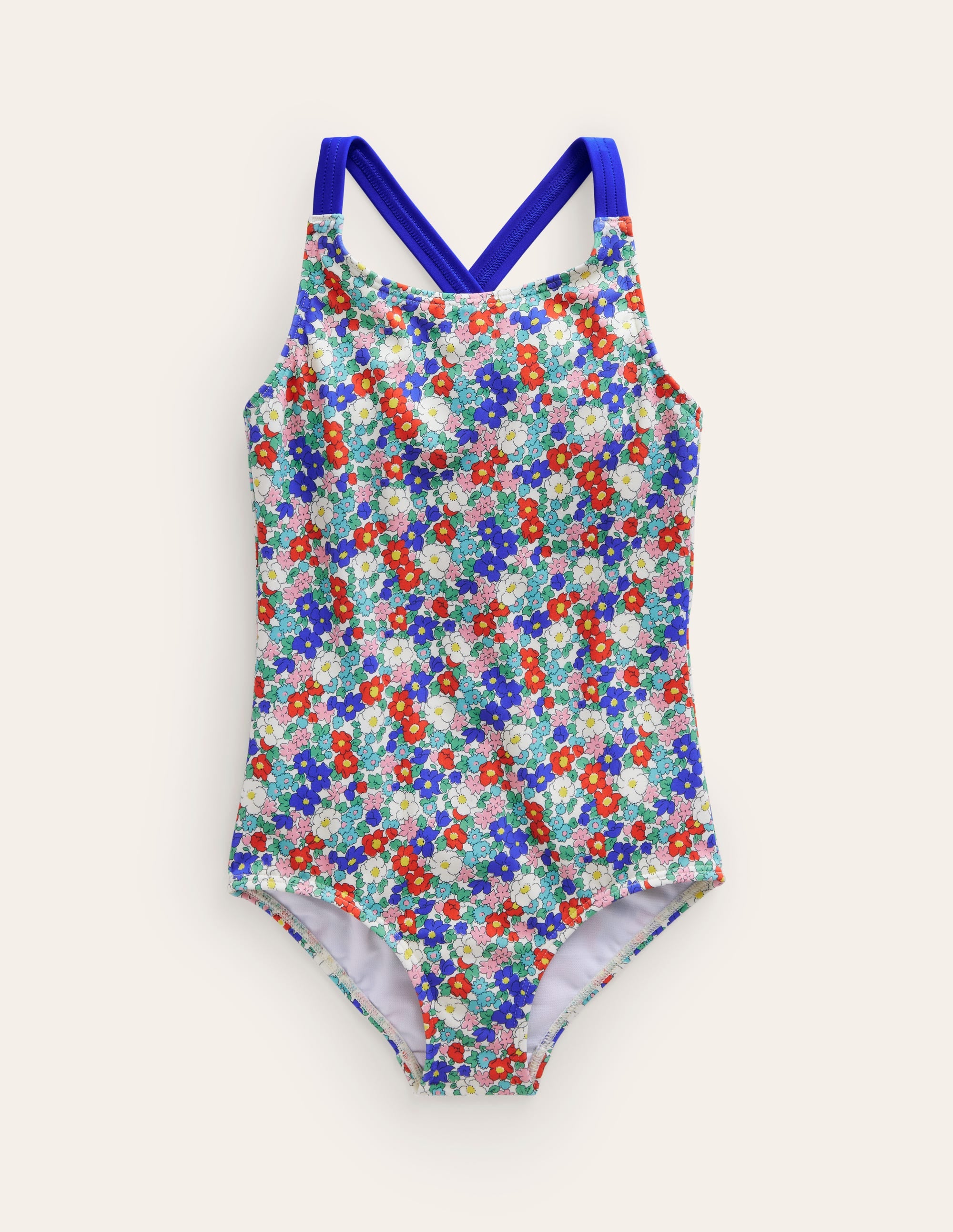 Cross-back Printed Swimsuit-Nautical Floral - Image 1