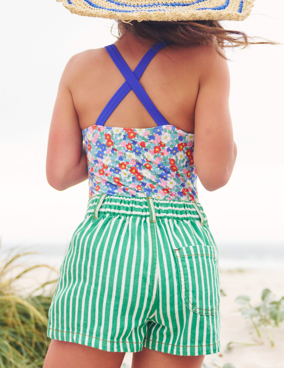 Cross-back Printed Swimsuit-Nautical Floral - Image 5