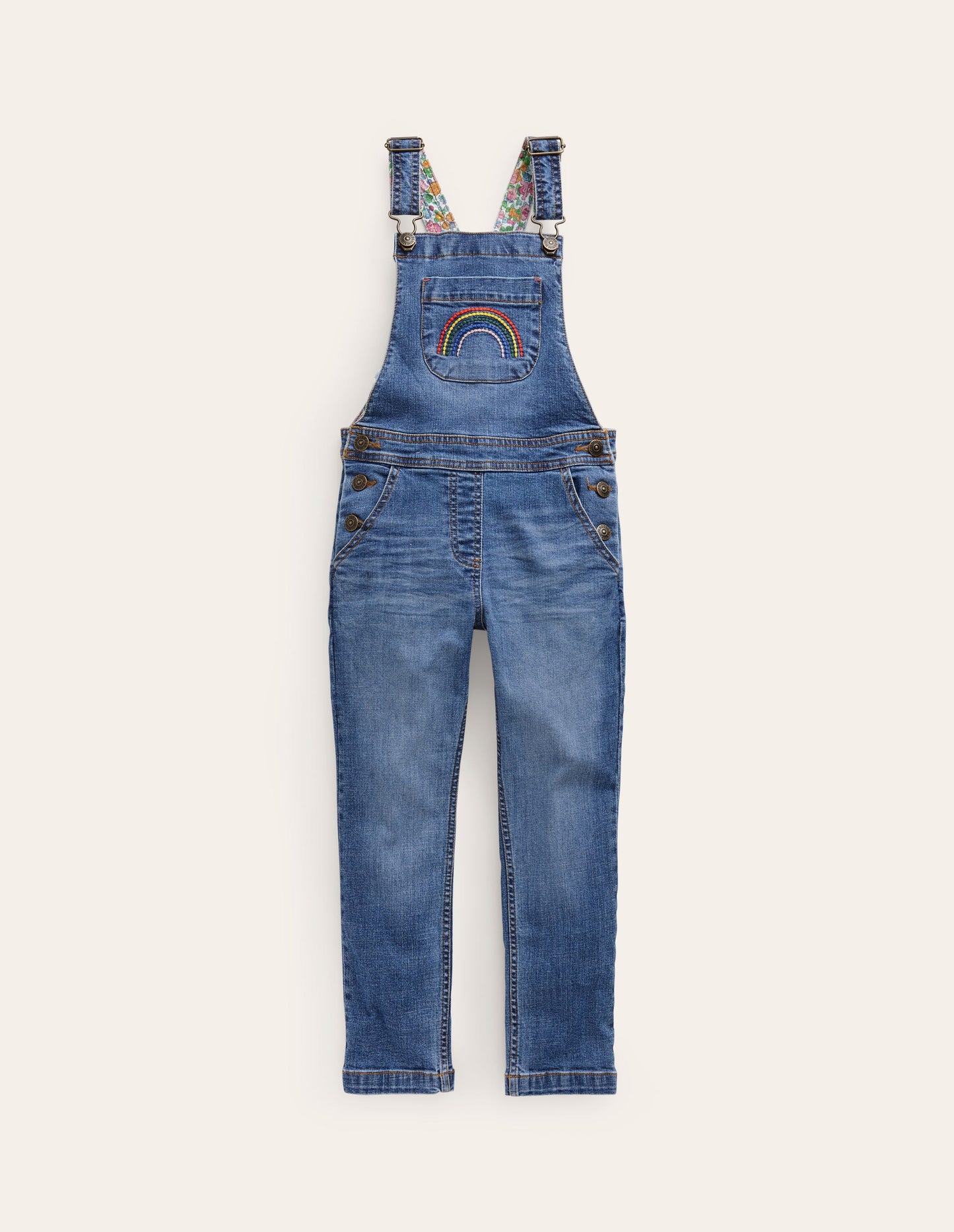 Fun Overalls-Light Vintage Denim Rainbow