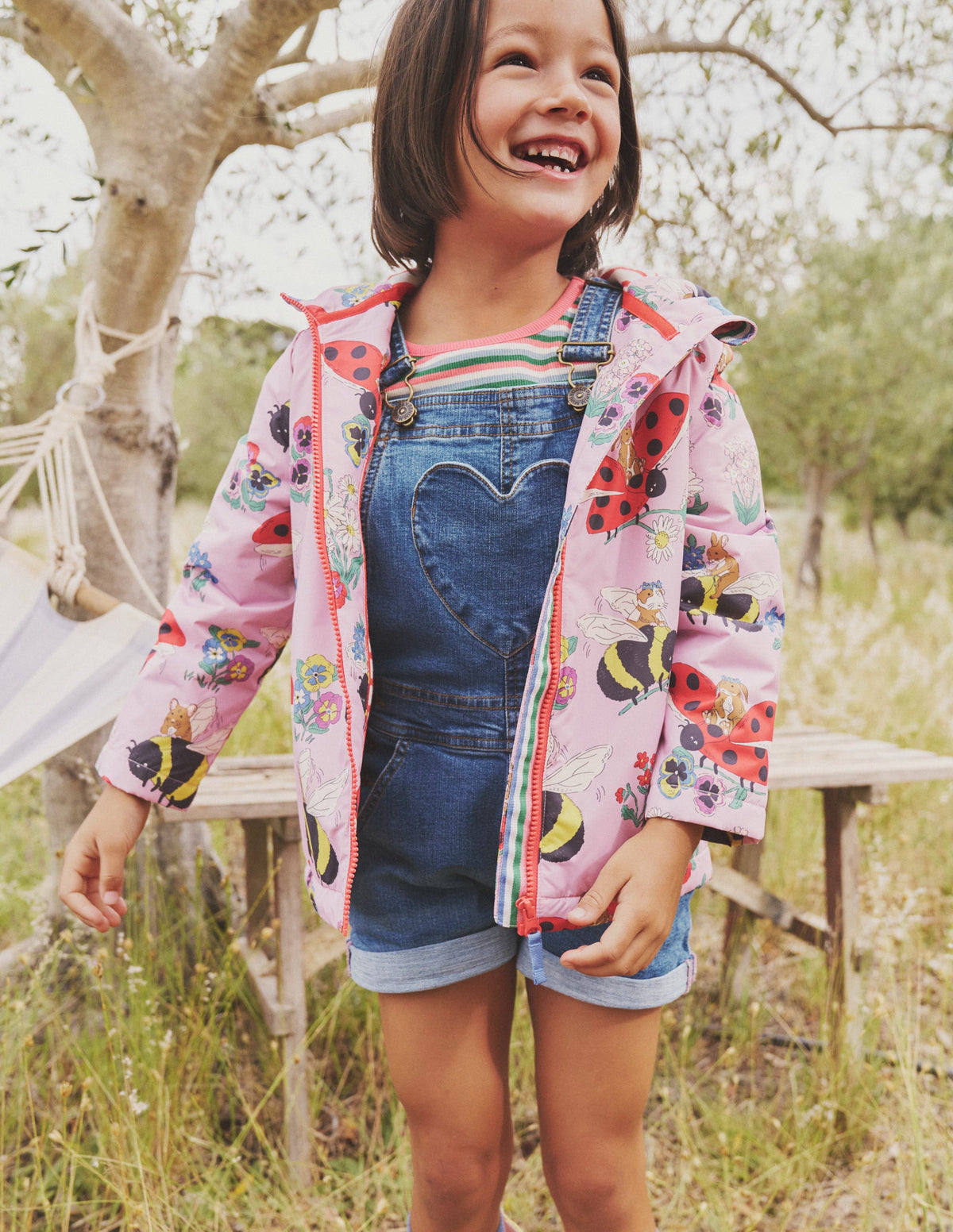 Heart Pocket Short Overalls-Mid Vintage Denim - Image 4