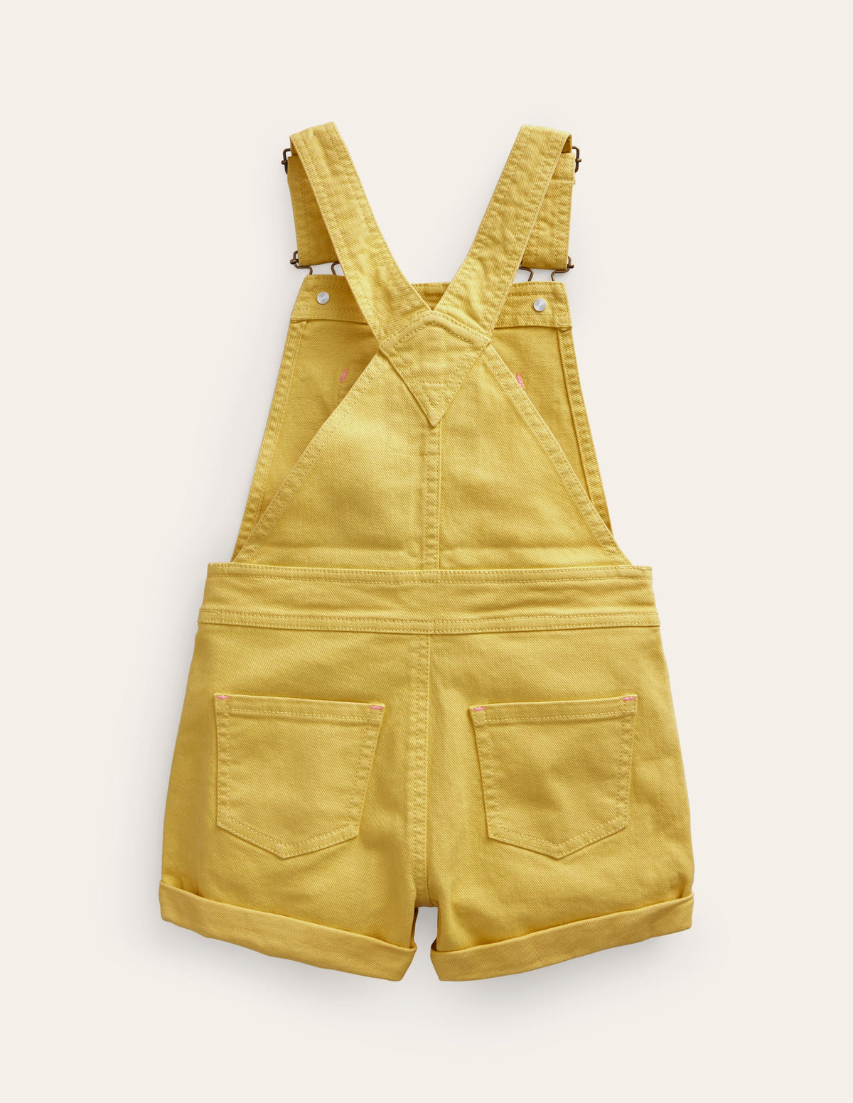 Heart Pocket Short Overalls-Spring Yellow - Image 2